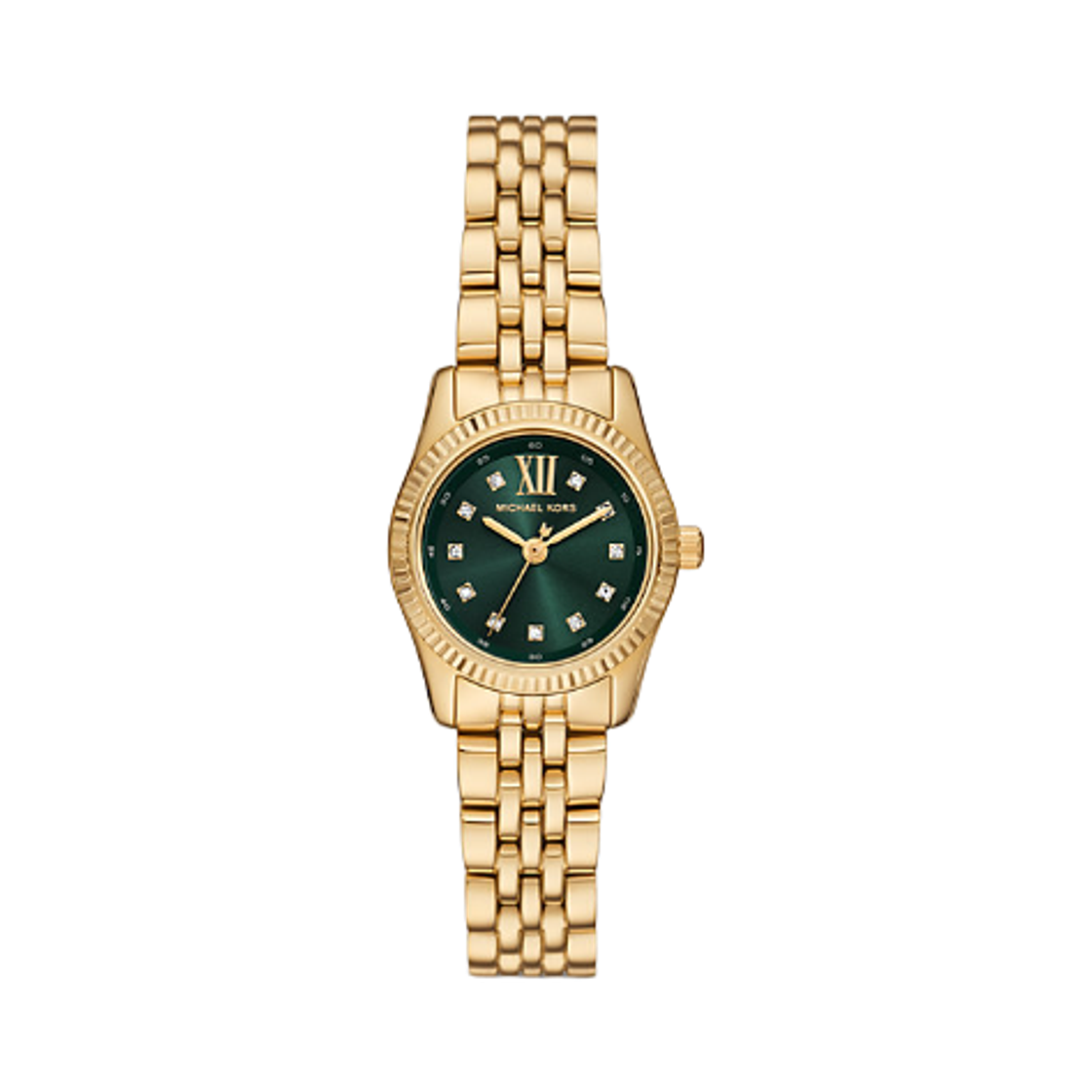 (W) 마이클 코어스 쁘띠 렉싱턴 파베 쿼츠 쓰리핸드 26mm 스테인리스 스틸 골드((W) Michael Kors Petite Lexington Pave Quartz Three-Hand 26mm Stainless Steel Gold)