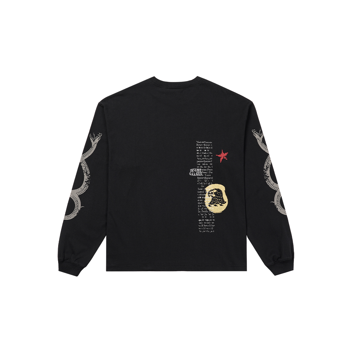 인세인개러지 인세인 스네이크 그래픽 롱 슬리브 - 워시드 블랙