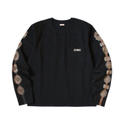 Kapital 16/Cutting Cotton Sheeting Crew Pocelon Concho Belt Sleeve T-Shirt Black