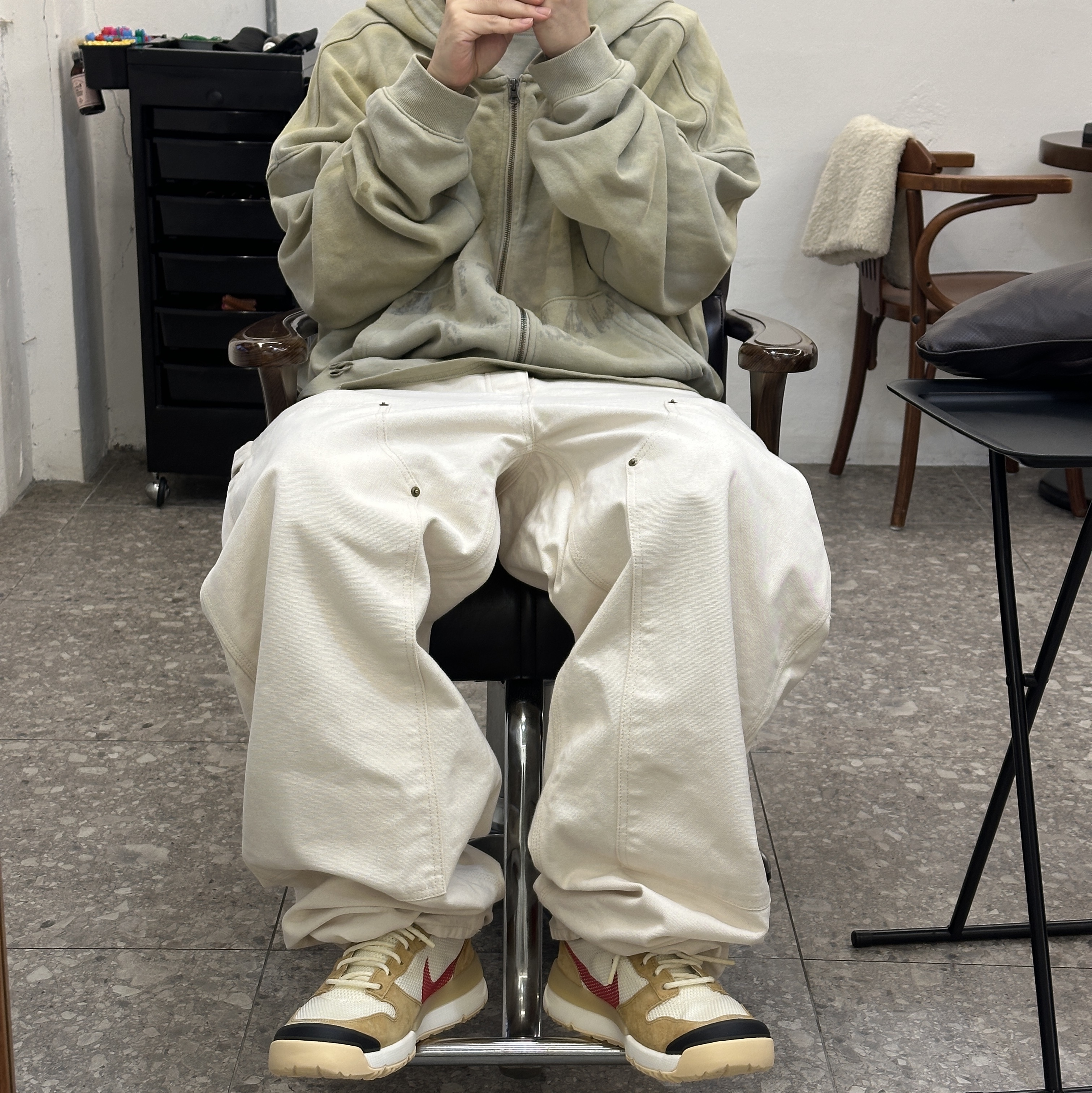 Nike x Tom Sachs Mars Yard Shoe 3.0 Space Camp, Undermycar x Nautica Damaged Hood Zip Up Beige - 25SS 착용 스타일 - 2