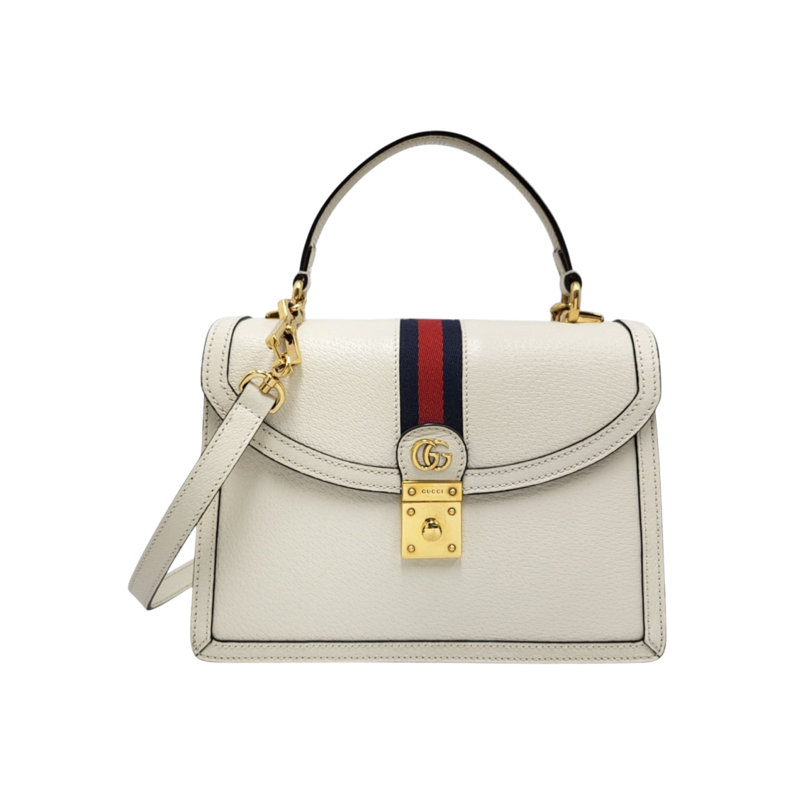 ITQQKIBRQQVE Gucci White Leather Ophidia Small Top Handle Tote Bag with Strap