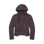 (W) Mischief Asymmetric Hoodie Zip-Up Purple Brown