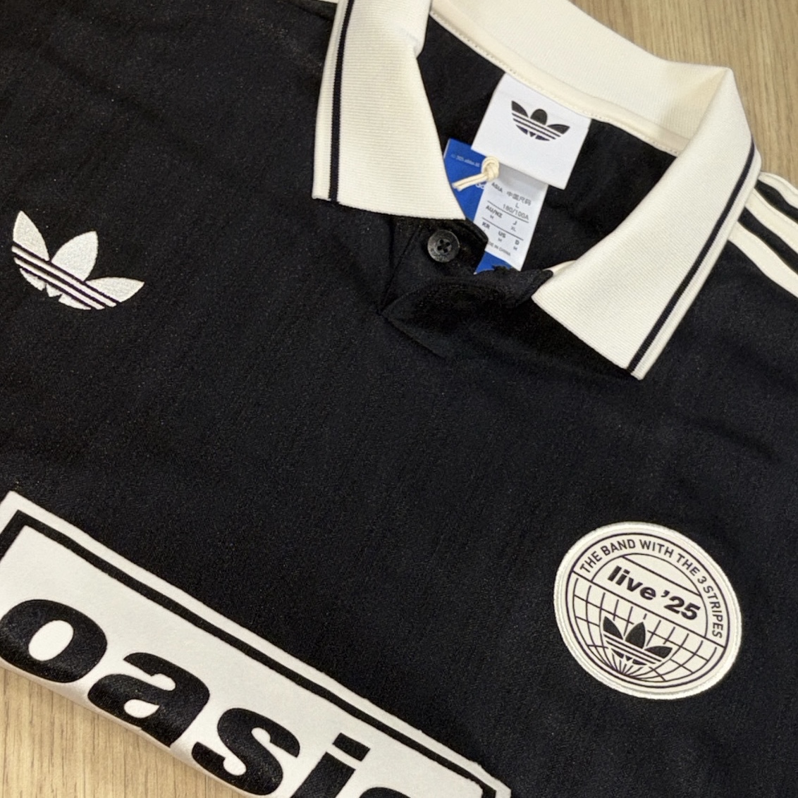Adidas x Oasis Tour Jacquard Jersey Black - KR Sizing 착용 스타일