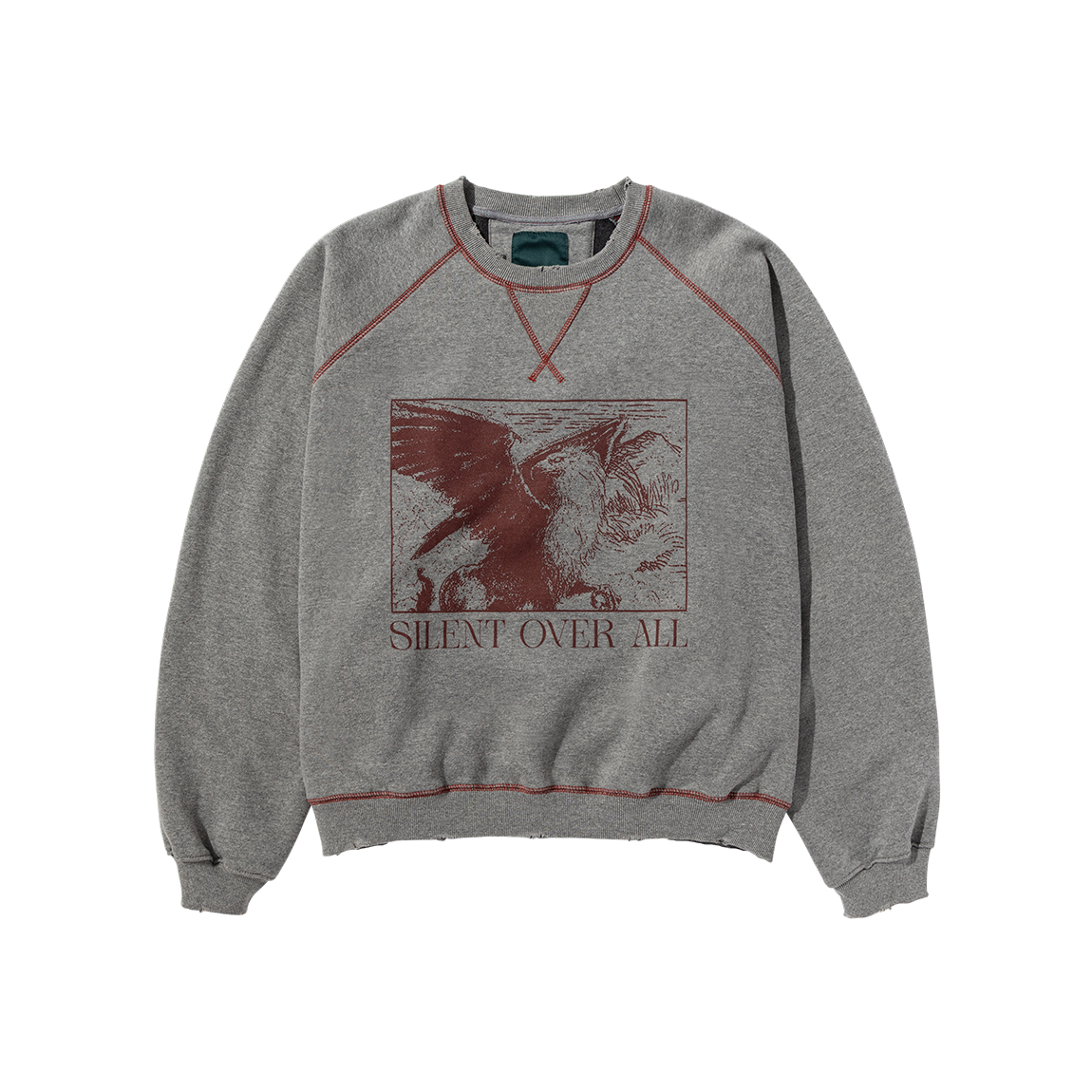 언더마이카 25FW 사일런트 오버 올 그리핀 빈티지 크루넥 멜란지 그레이