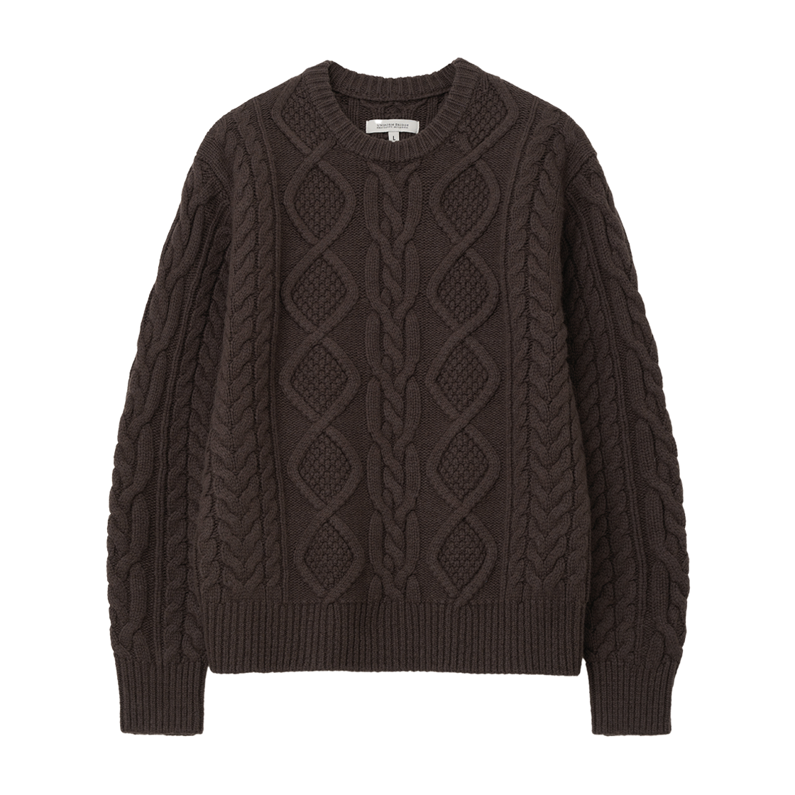 UB2599PO220MBR Uniform Bridge Cable Crew Neck Knit Brown