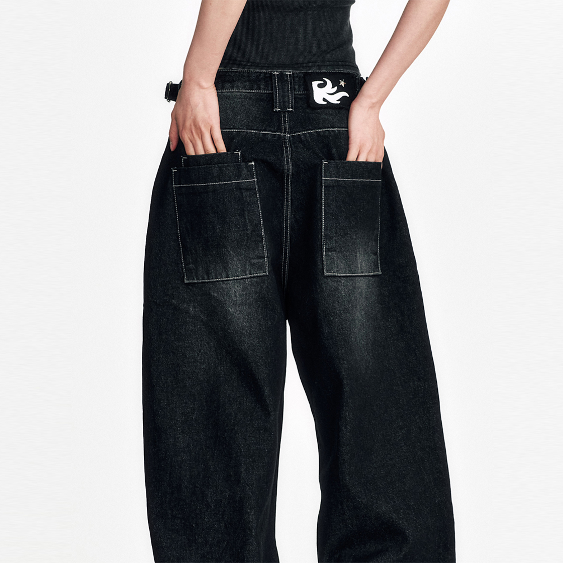 쎄르페 나이트 라이더 커브드 데님팬츠 블랙(SSERPE Night Rider Curved Denim Pants Black) - 4
