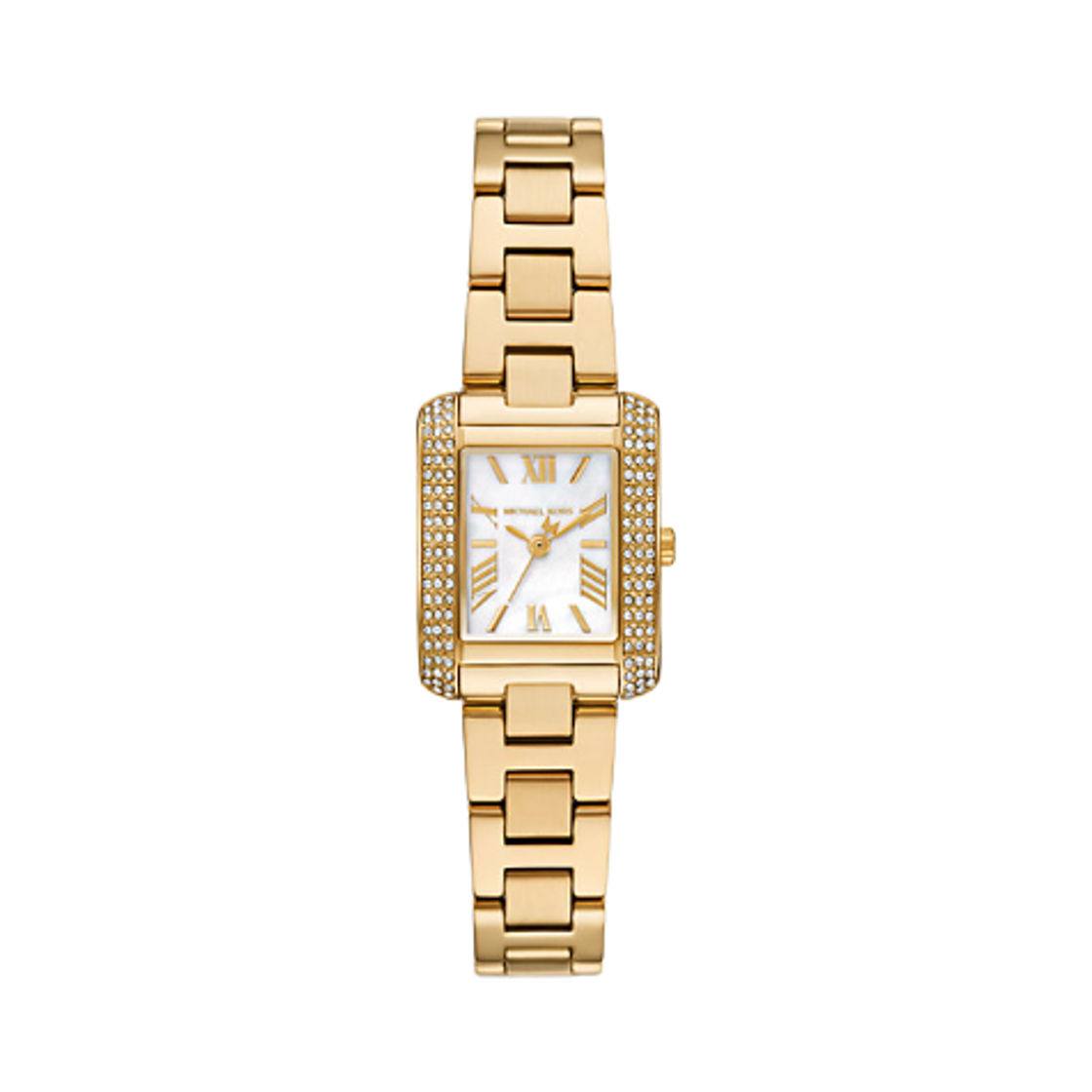 (W) 마이클 코어스 미니 에머리 파베 쿼츠 쓰리핸드 29mm 스테인리스 스틸 골드((W) Michael Kors Mini Emery Pave Quartz Three-Hand 29mm Stainless Steel Gold)
