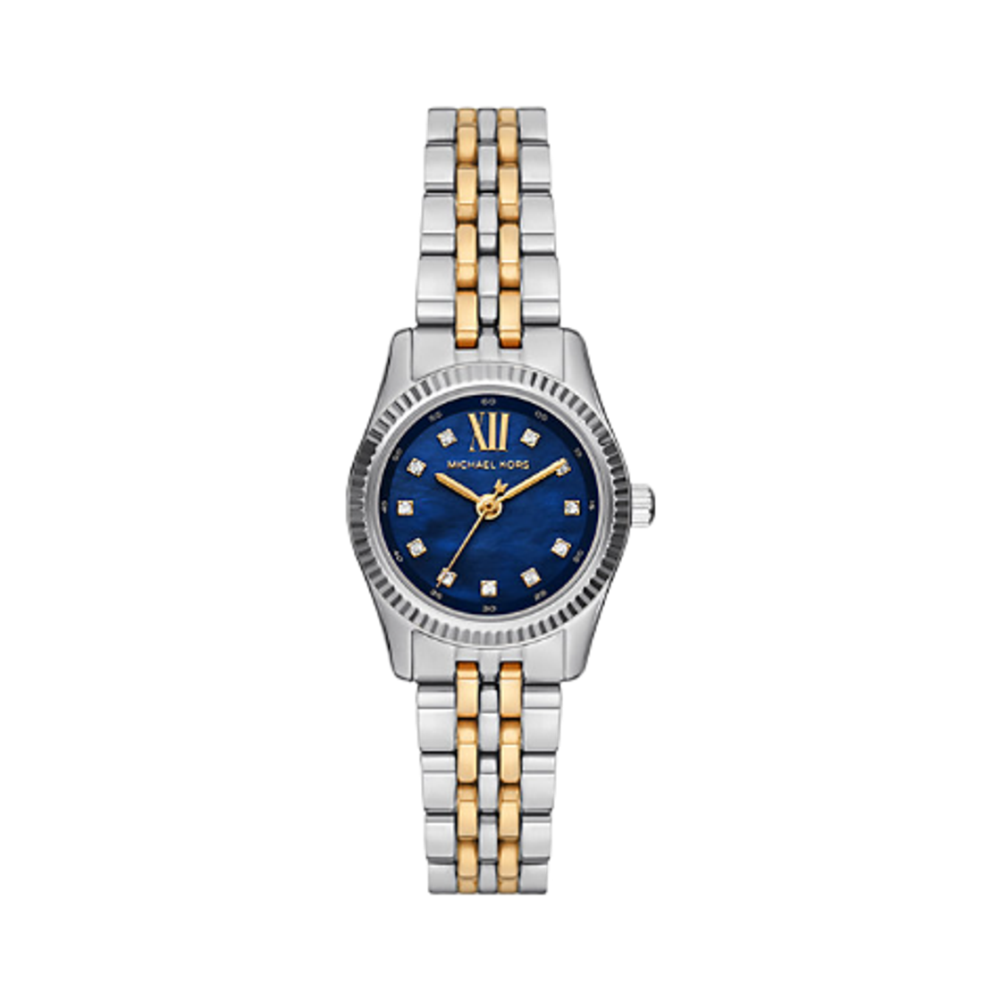 (W) 마이클 코어스 미니 렉싱턴 파베 쿼츠 쓰리핸드 26mm 스테인리스 스틸 투톤((W) Michael Kors Mini Lexington Pave Quartz Three-Hand 26mm Stainless Steel Two Tone)