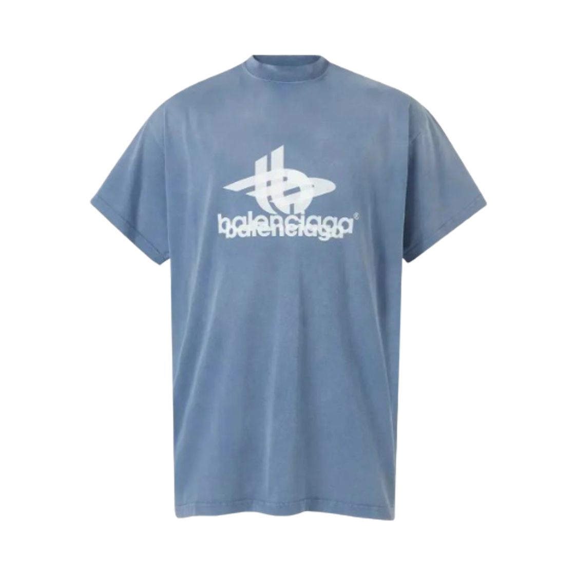 739028TPVF24313 Balenciaga Layered Sports Oversized T-Shirt Faded Blue