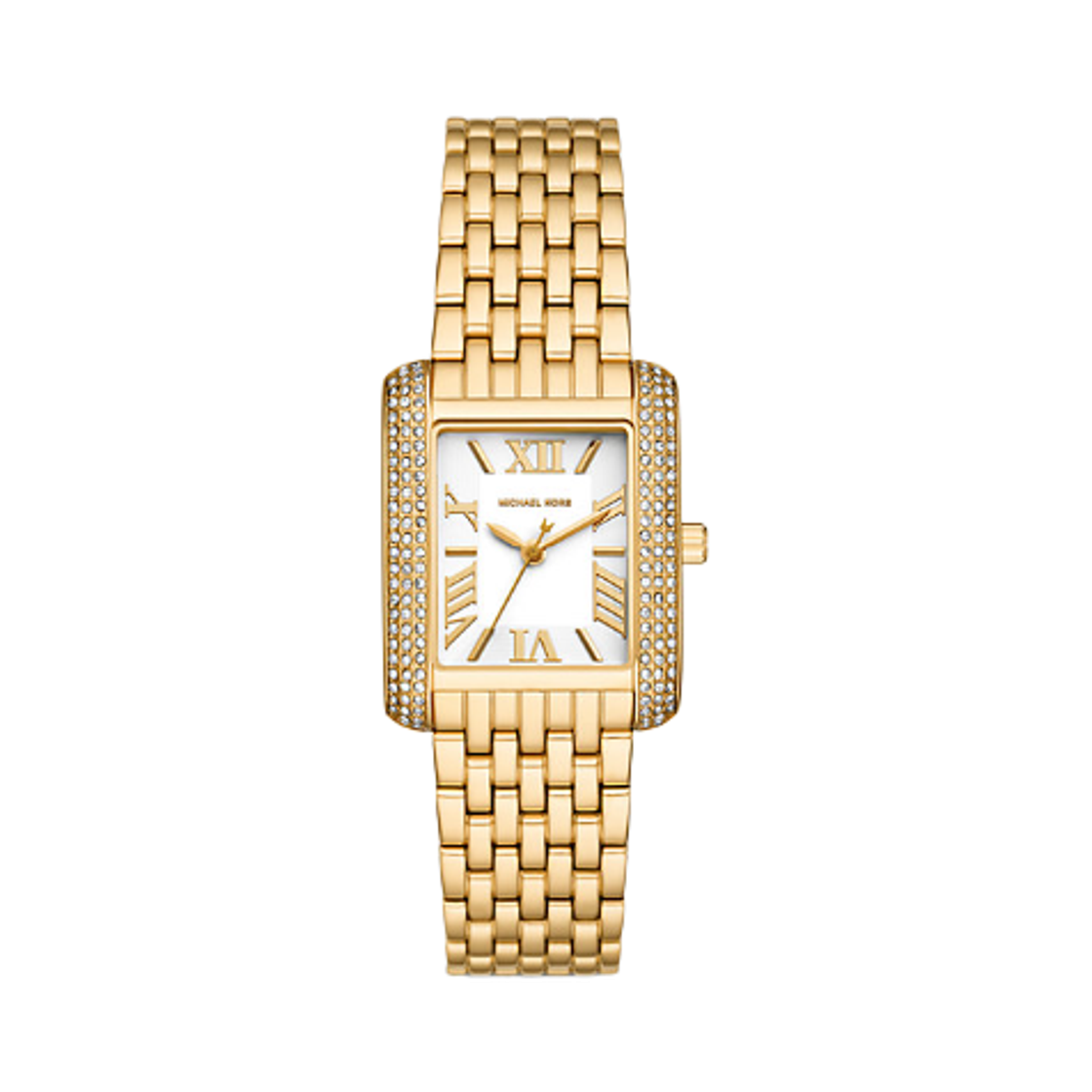 (W) 마이클 코어스 쁘띠 에머리 파베 쿼츠 쓰리핸드 27mm 스테인리스 스틸 골드((W) Michael Kors Petite Emery Pave Quartz Three-Hand 27mm Stainless Steel Gold)