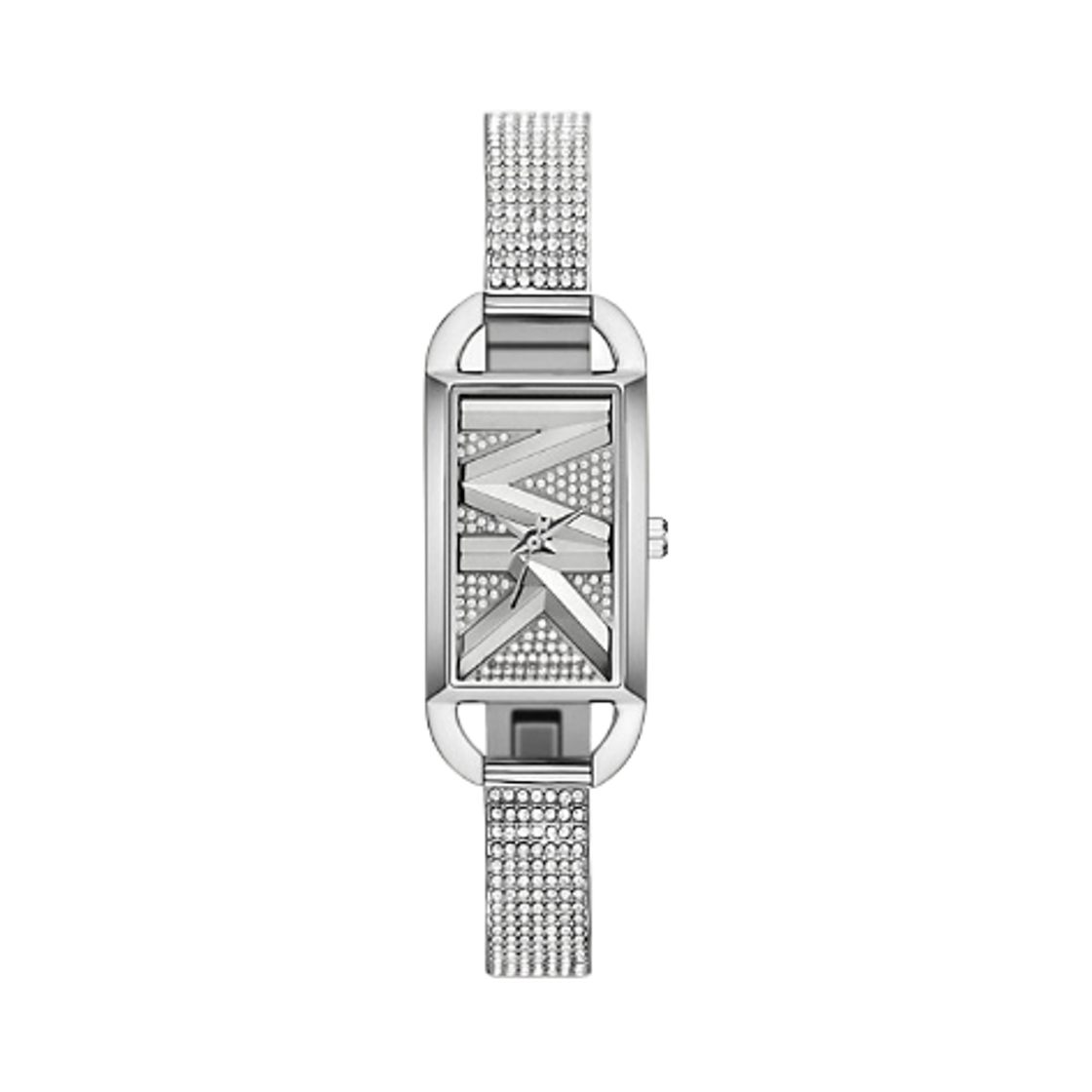 (W) 마이클 코어스 미니 엠파이어 파베 쿼츠 쓰리핸드 21mm 스테인리스 스틸 실버((W) Michael Kors Mini Empire Pave Quartz Three-Hand 21mm Stainless Steel Silver)