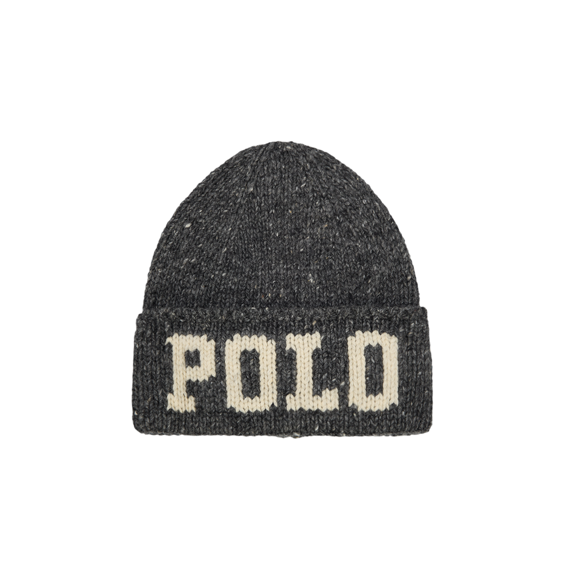 KM5DHTBRL31RG Polo Ralph Lauren Intarsia Knit Merino Wool Blend Beanie Charcoal  - 25FW