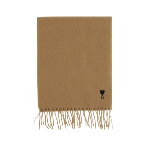 아미 스몰 하트 로고 울 머플러 카멜 블랙(AMI de Coeur Wool Muffler Camel Black)