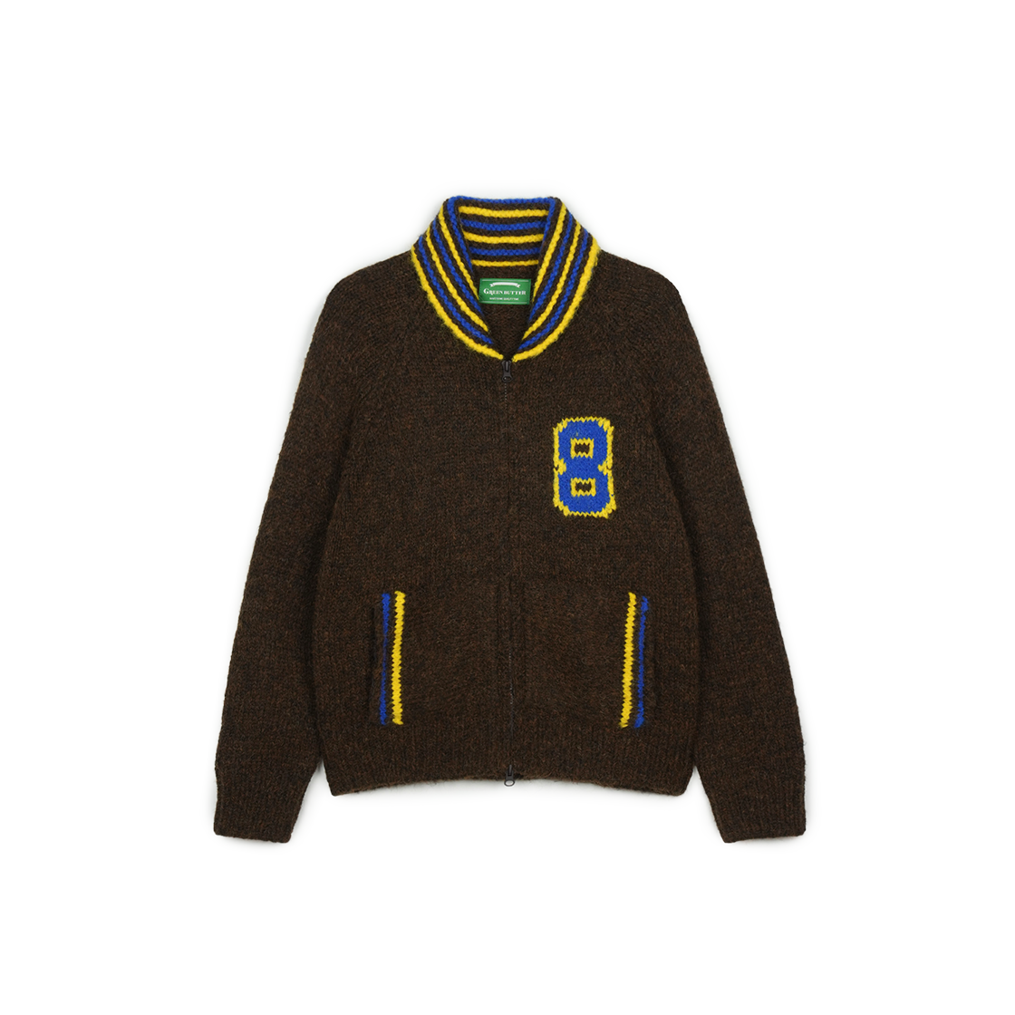 P0000BFF Greenbutter NO.8 Zip Cowichan Cardigan Brown