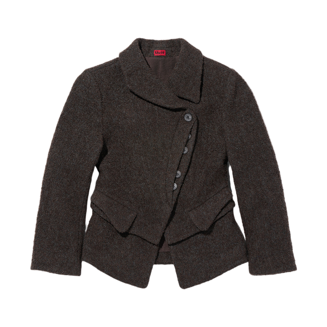 (W) 미스치프 틸티드 울 블레이저 차콜 브라운((W) Mischief Tilted Wool Blazer Charcoal Brown)
