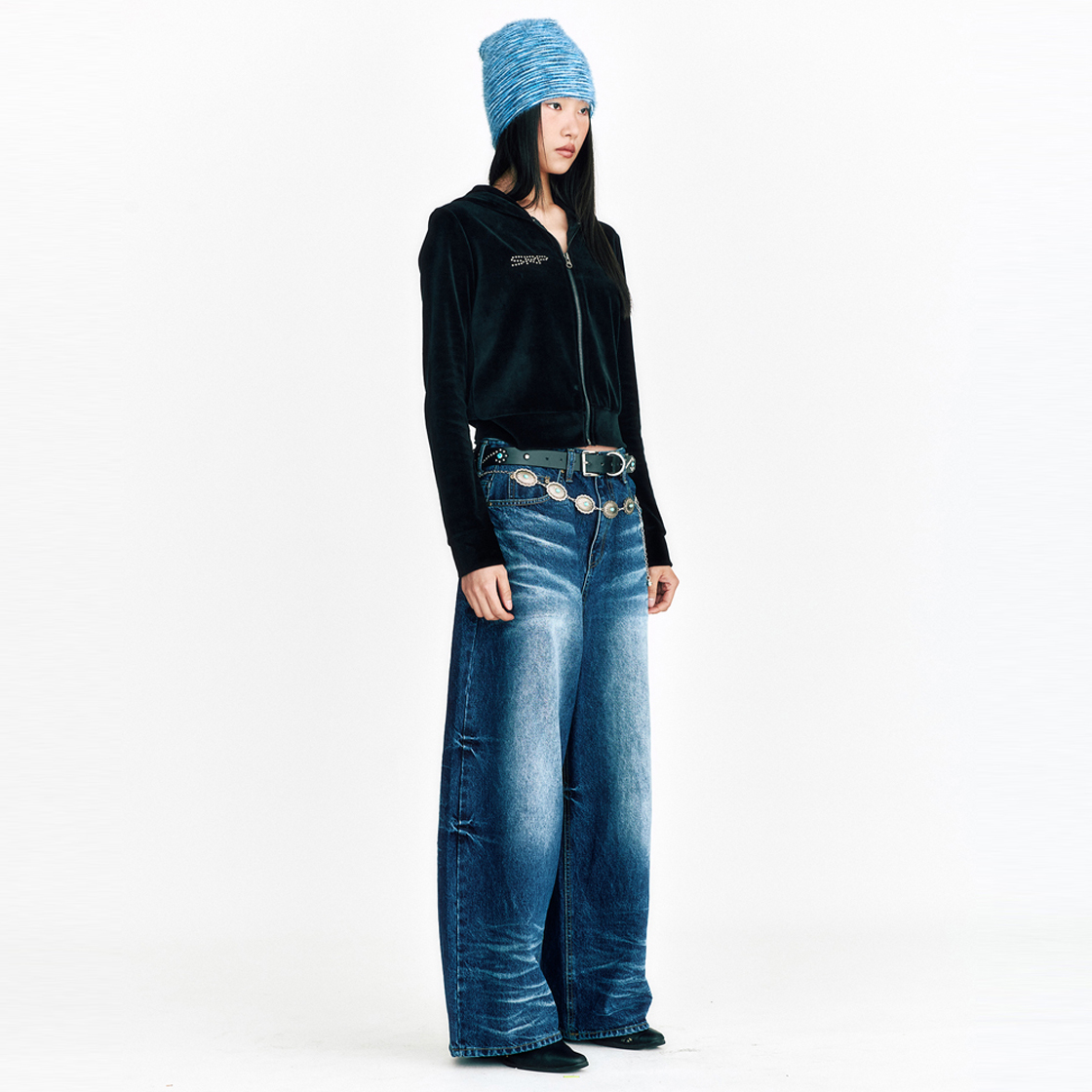 쎄르페 스태리 나이트 워시드 와이드 데님팬츠 블루(SSERPE Starry Night Washed Wide Denim Pants Blue) - 5