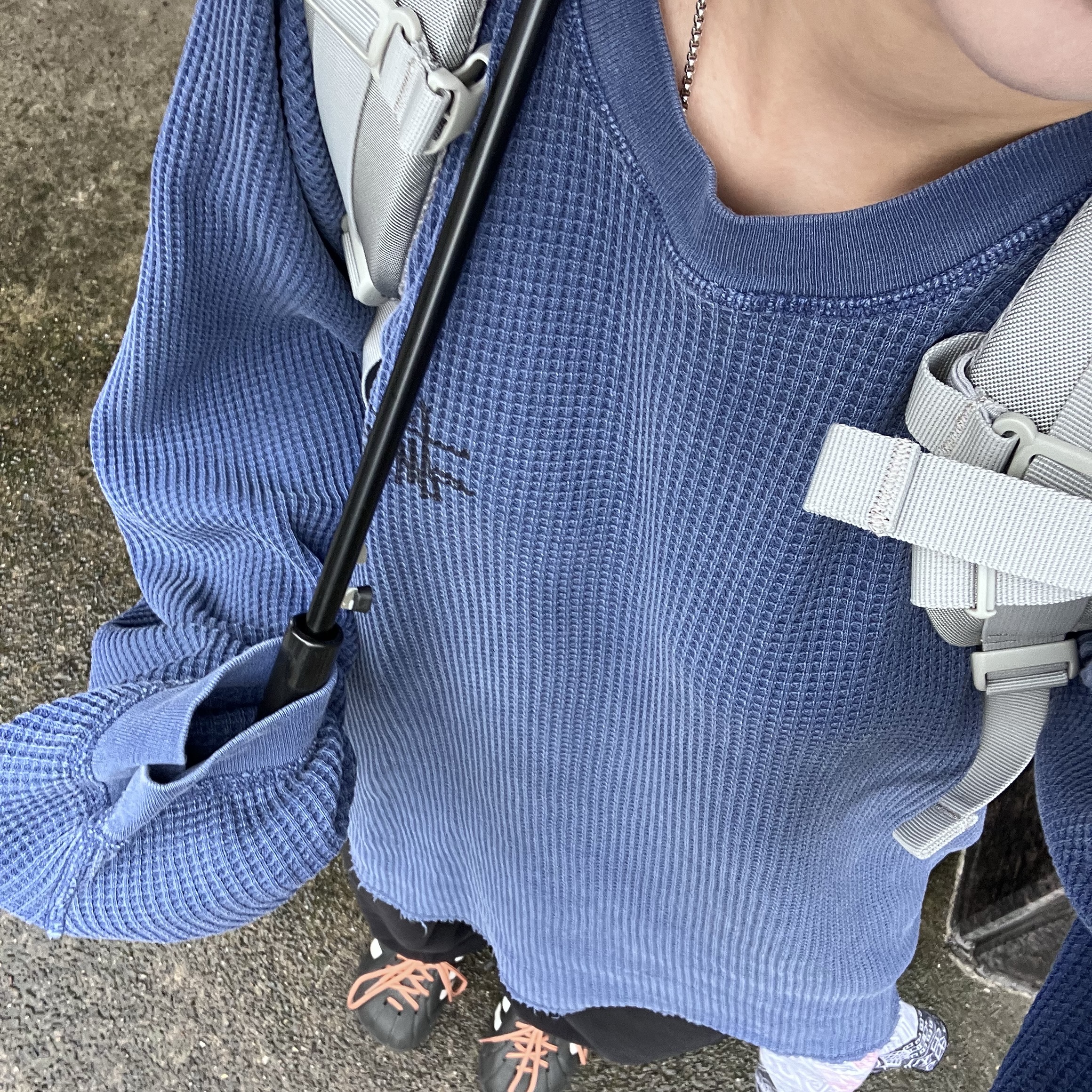 Stussy Raglan Thermal LS Crew Blue, Palace Cordura RS Backpack Ghost Gray - 24FW 착용 스타일 - 1