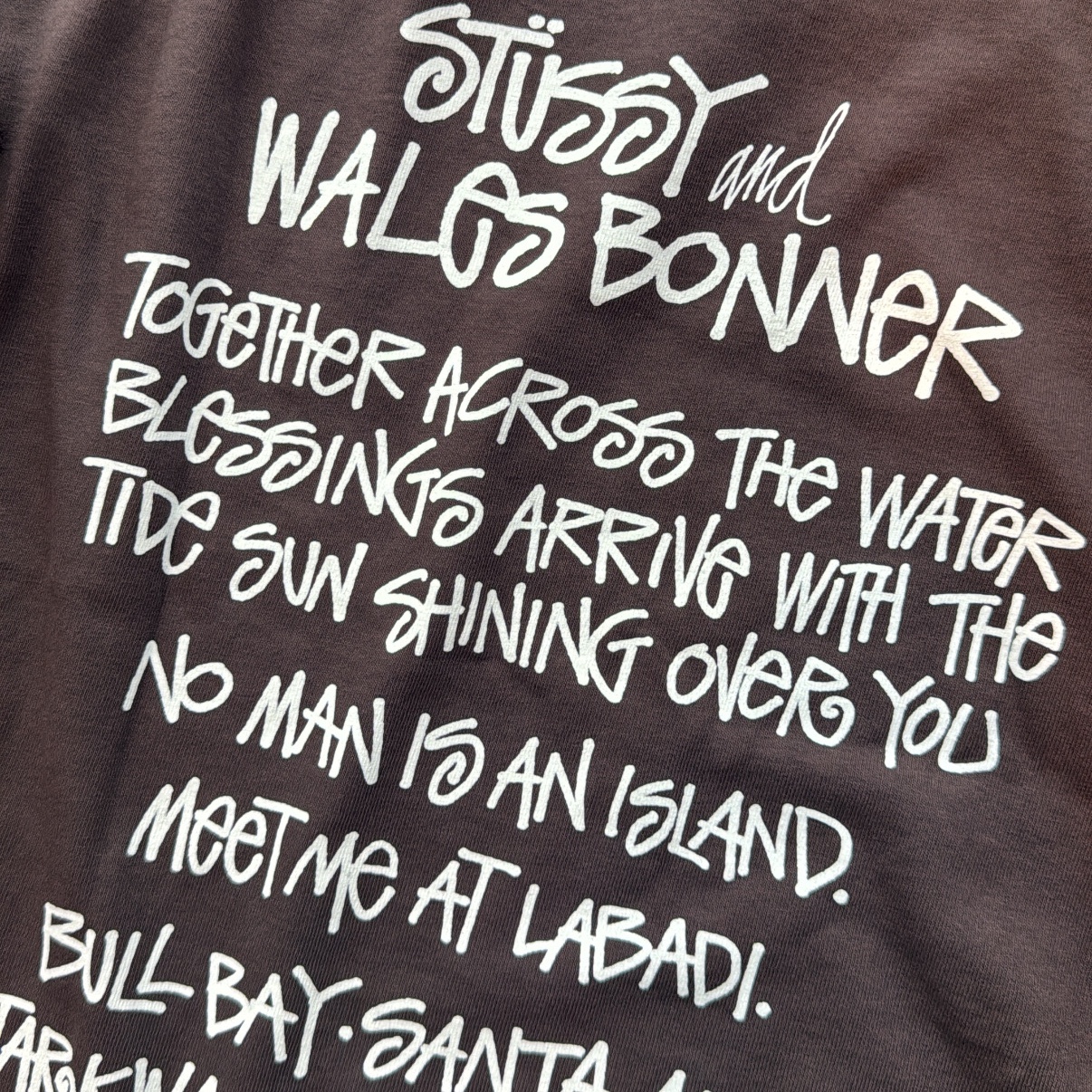 Stussy x Wales Bonner Ocean Song T-Shirt Brown 착용 스타일