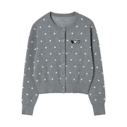 Rogin N Rosie Heart Wappen Button Point Cardigan Charcoal