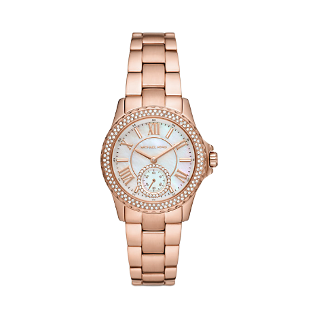 MK7364 (W) Michael Kors Mini Everest Pave Quartz Three-Hand 33mm Watch Stainless Steel Rose Gold