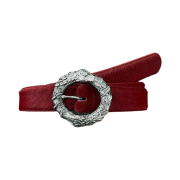 Undermycar Ouroboros Loop Buckle Calf Hair Leather Belt Red