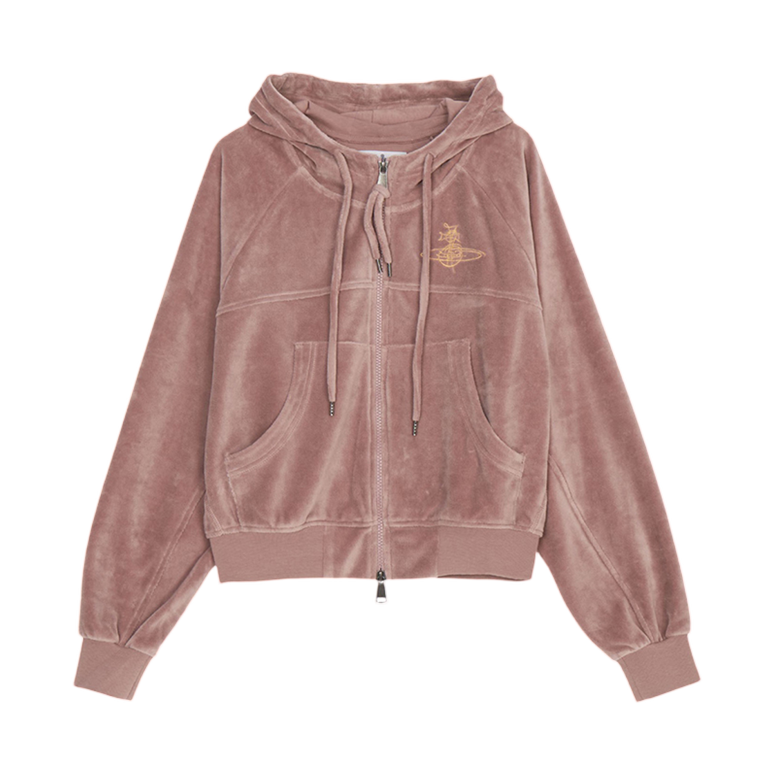 1I010012-J009V-G406 (W) Vivienne Westwood Cropped Hood Zip Up Dusty Pink