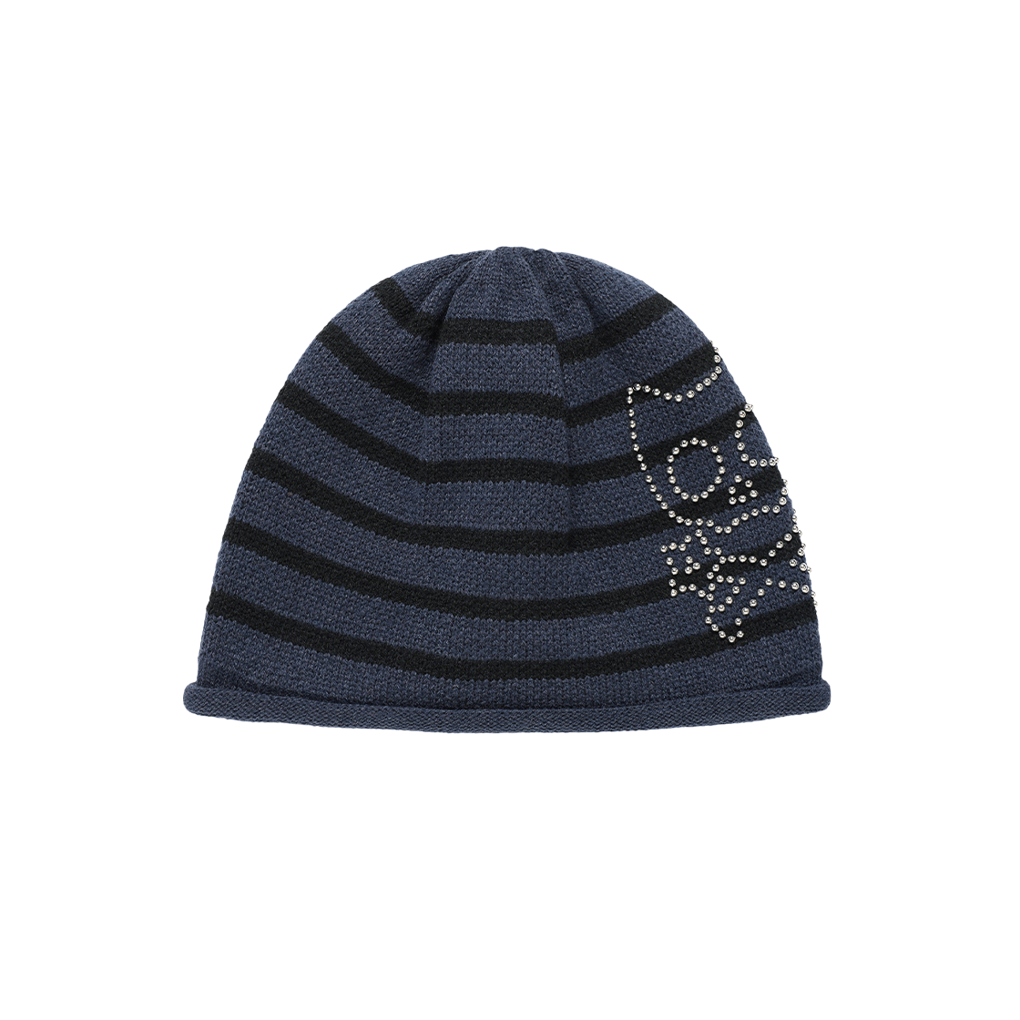 카비시 스컬 캣 스트라이프 비니 네이비(CAVISH Skull Cat Striped Beanie Navy)