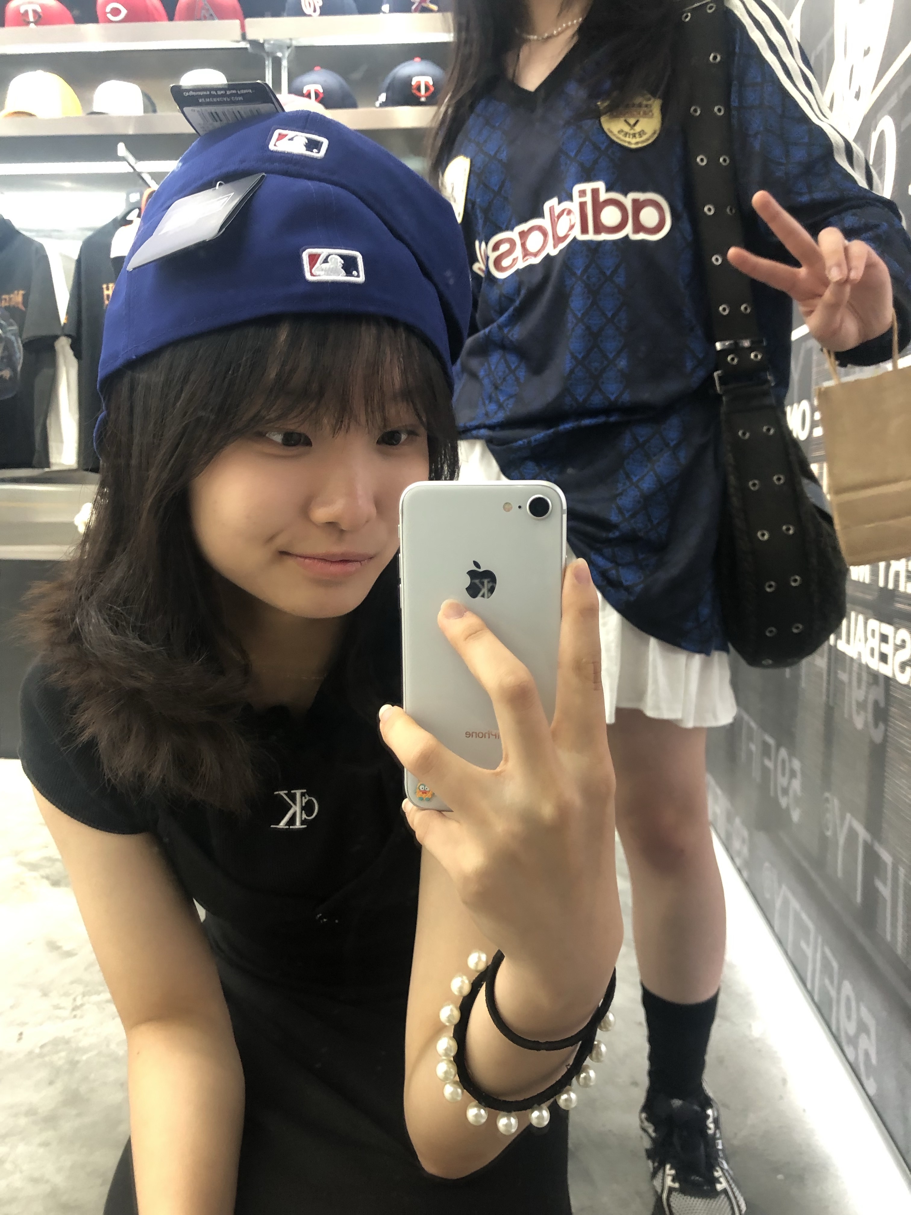 New Era MLB LA Dodgers Basic Size Cap Light Navy 착용 스타일