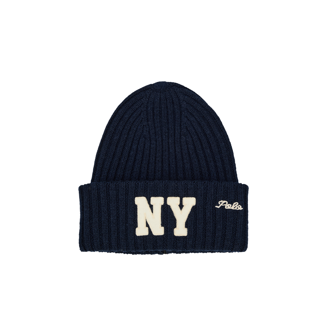 KM5DHTBRL23NY Polo Ralph Lauren NY Patch Rib Knit Wool Beanie Newport Navy - 25FW