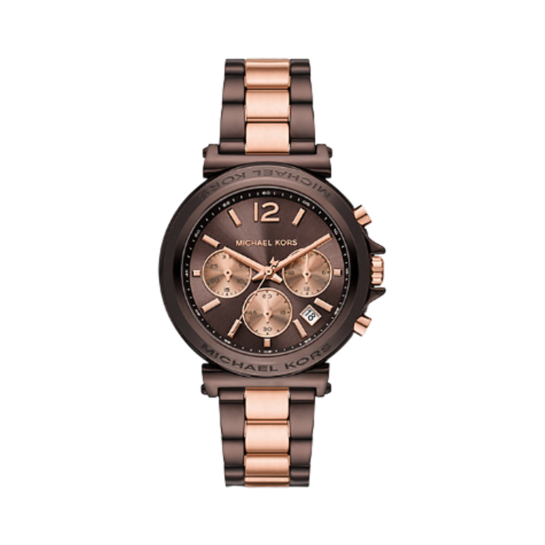MK7496 (W) Michael Kors Oversized Maren Quartz Chronograph 40mm Watch Stainless Steel Chocolate