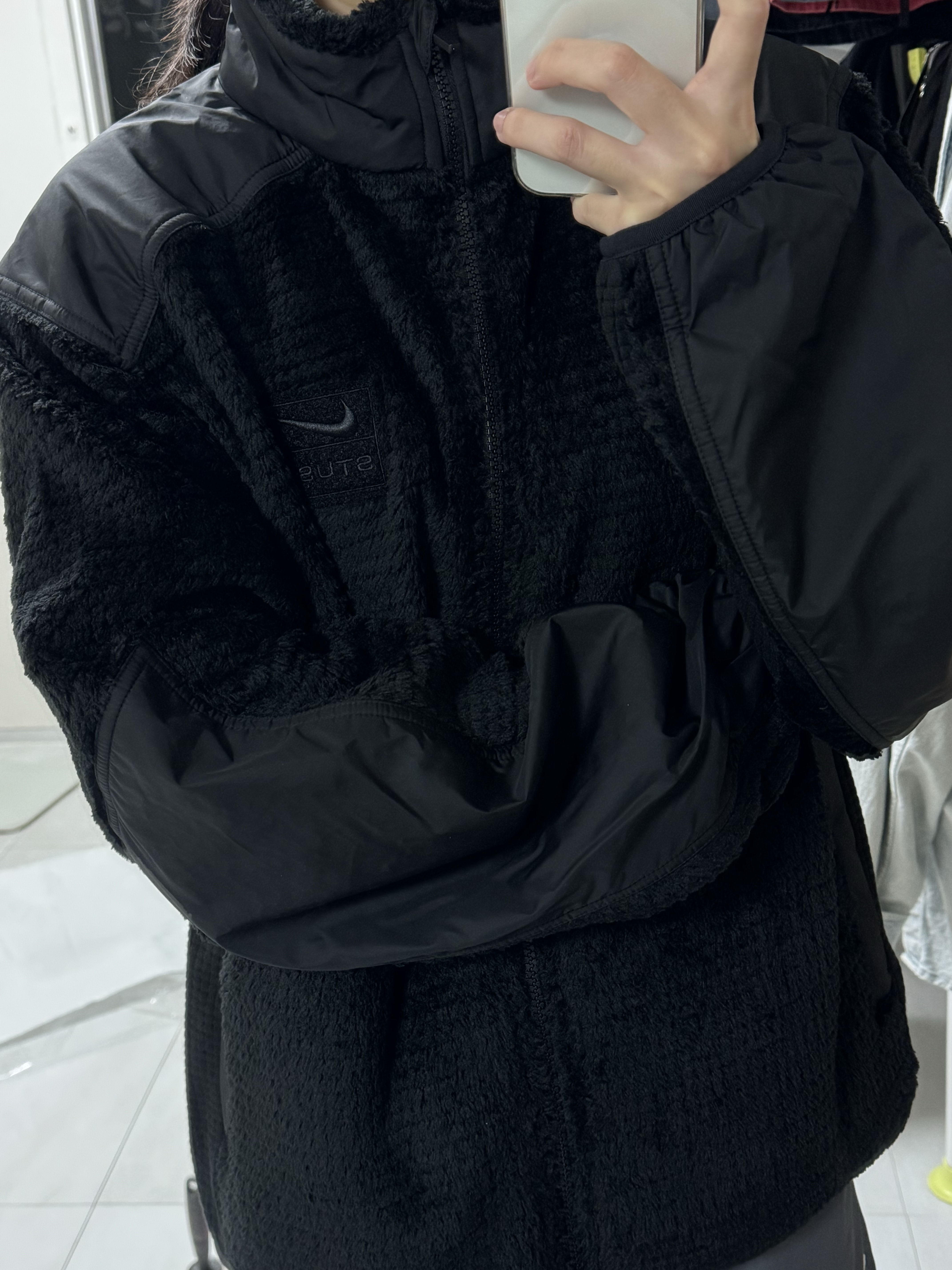 Nike x Stussy Full Zip Fleece Black (HQ8524-010) 착용 스타일 - 1