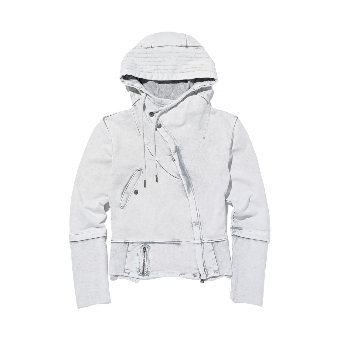 (W) 미스치프 어시메트릭 후드 집업 워시드 그레이((W) Mischief Asymmetric Hoodie Zip-Up Washed Grey)