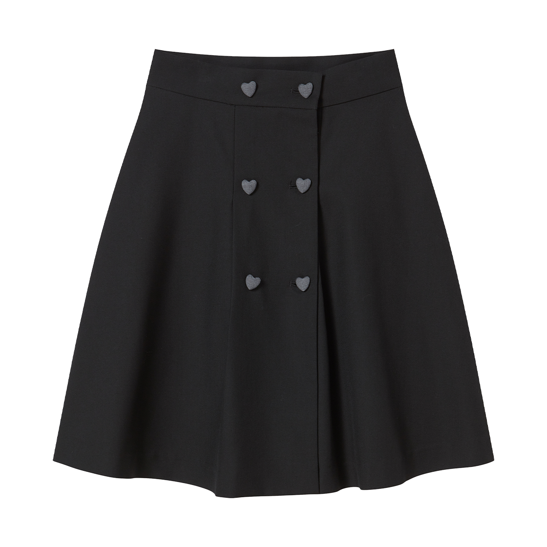 RG_25_FA2_SK_01 Rogin N Rosie Heart Double Button Point Skirt Black