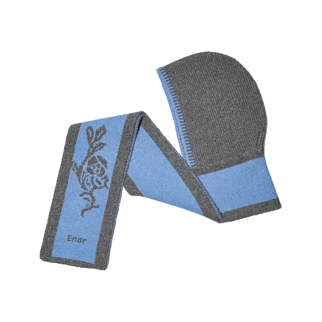 BEWTACC001GY Enor Women Jacquard Hooded Muffler Grey