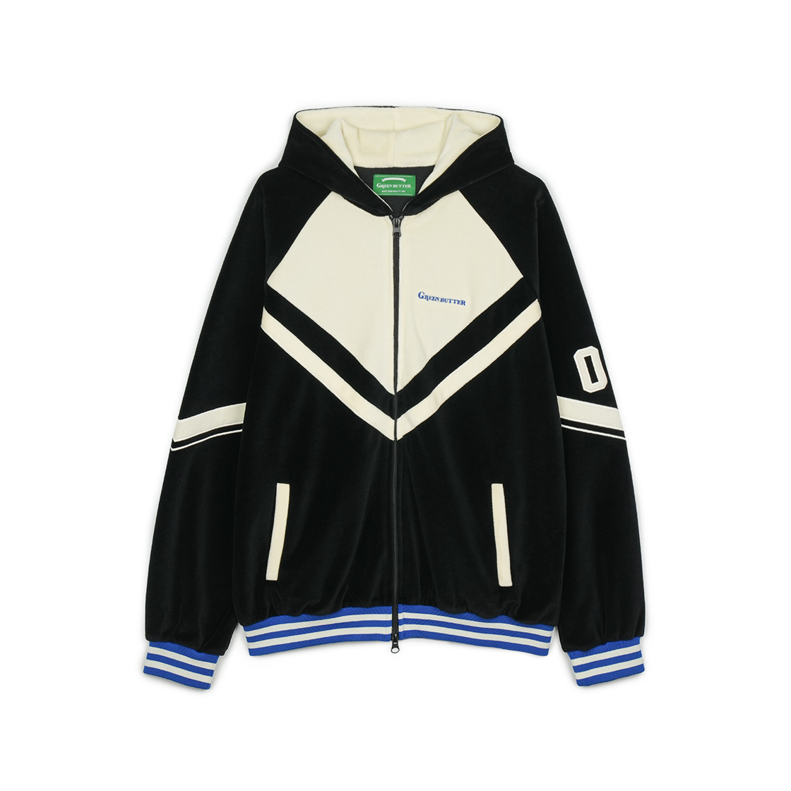 P0000BEZ Greenbutter Velvet Hoodie Zip-up Black