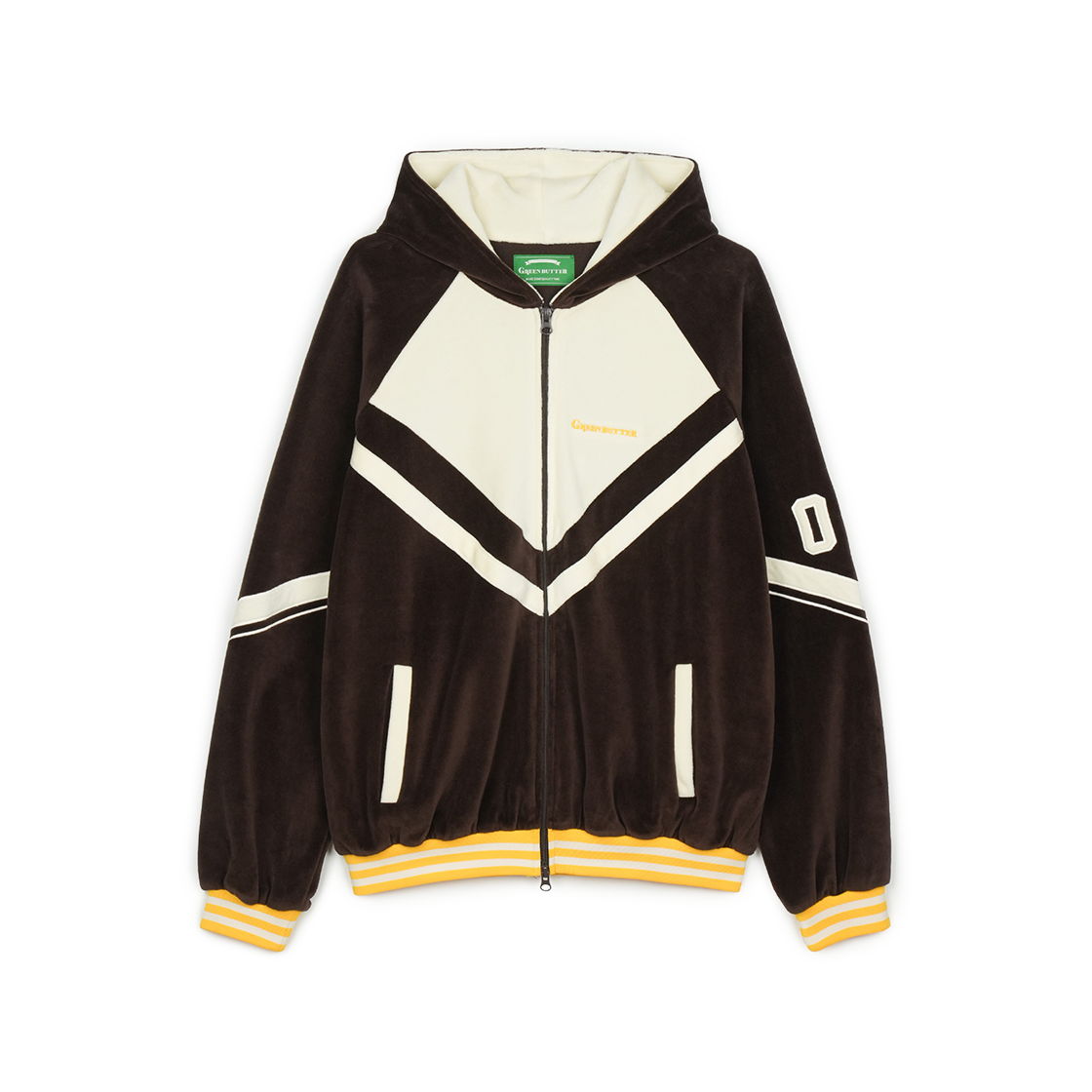 P0000BFA Greenbutter Velvet Hoodie Zip-up Brown