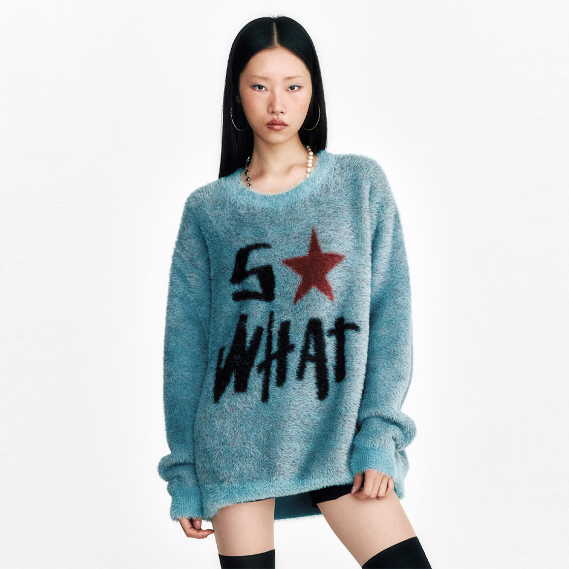 쎄르페 SO WHAT 헤어리 니트 스웨터 터키 블루(SSERPE So What Hairy Knit Sweater Turquoise) - 2