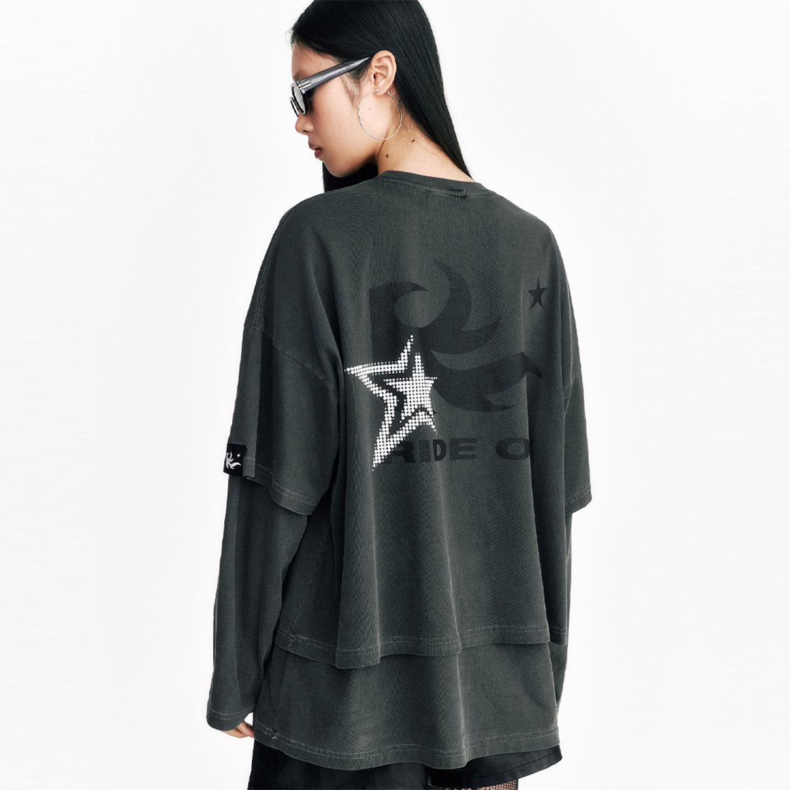 쎄르페 플레임 스타 레이어드 긴팔 티셔츠 피그먼트 차콜(SSERPE Flame Star Layered Long Sleeve T Pigment Charcoal) - 4