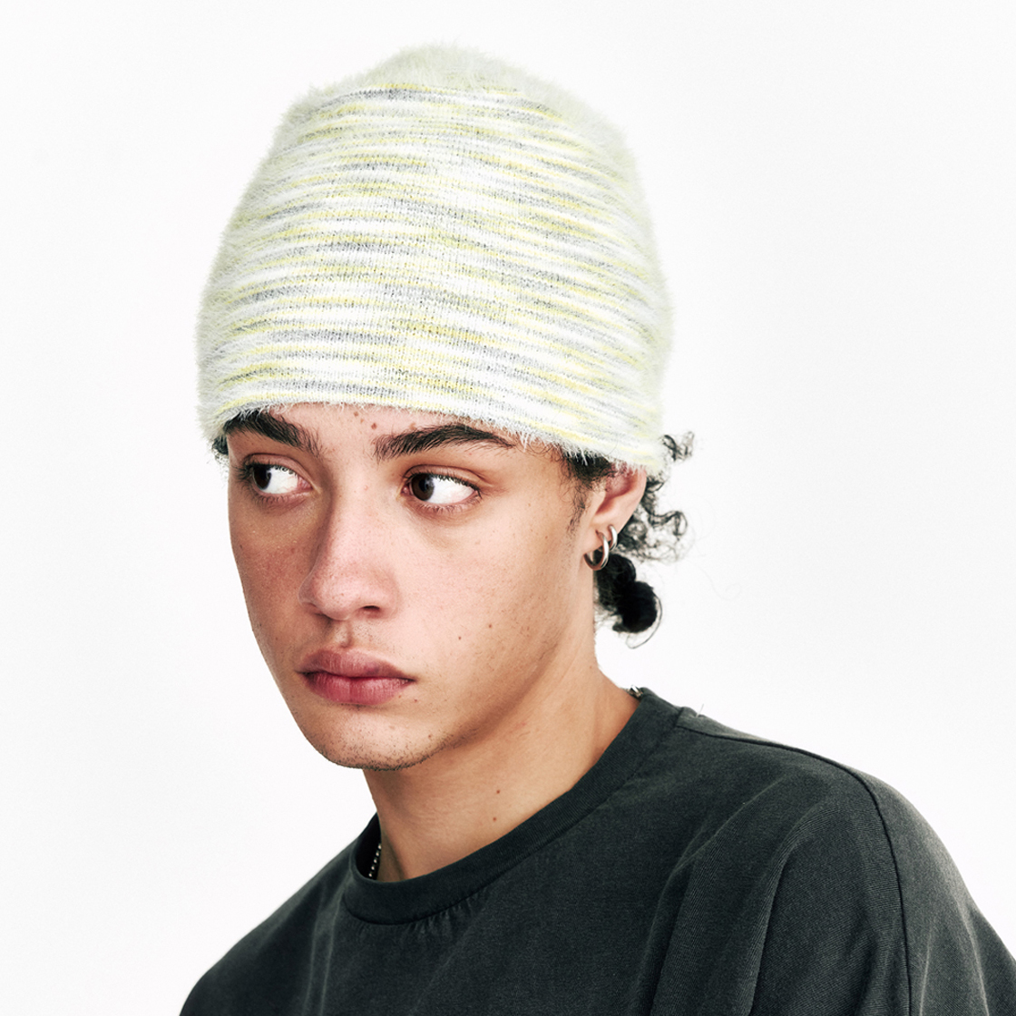 쎄르페 소프트 헤어리 그라데이션 비니 그레이&옐로우(SSERPE Soft Hairy Gradation Beanie Grey & Yellow) - 2