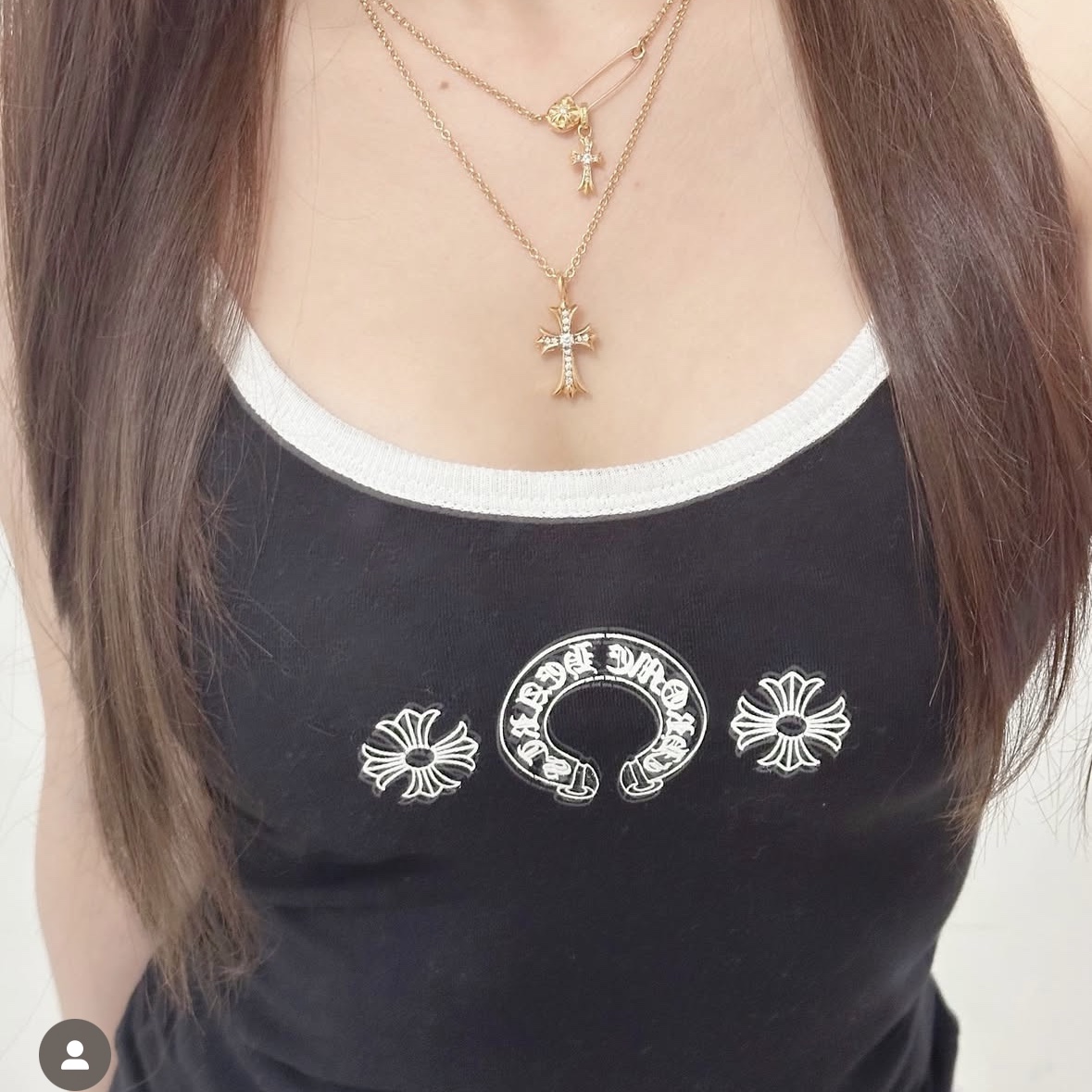 (W) Chrome Hearts Horseshoe Logo Tank Black 착용 스타일