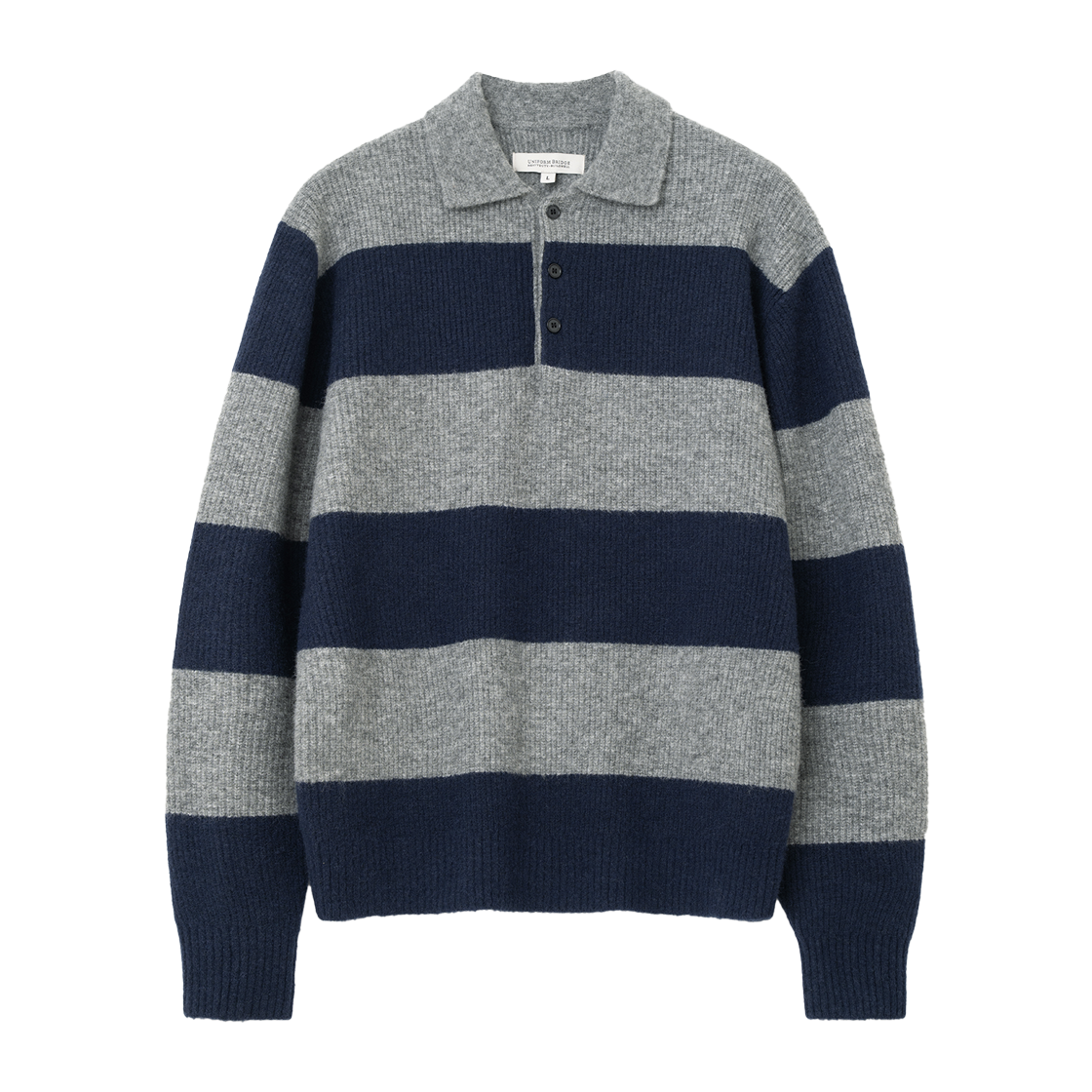 UB2599PO226MBL Uniform Bridge Collar Rugby Knit Blue