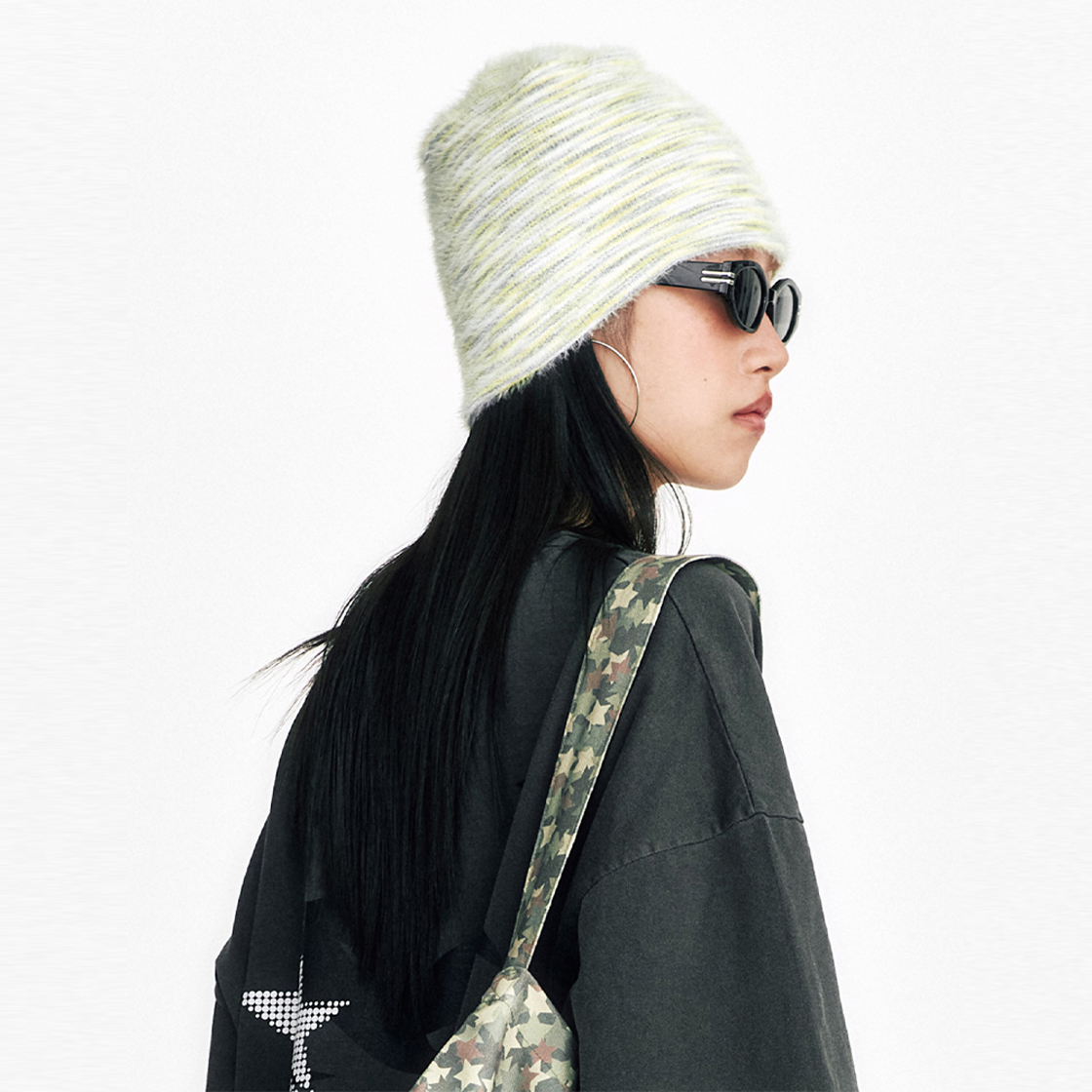 쎄르페 소프트 헤어리 그라데이션 비니 그레이&옐로우(SSERPE Soft Hairy Gradation Beanie Grey & Yellow) - 4