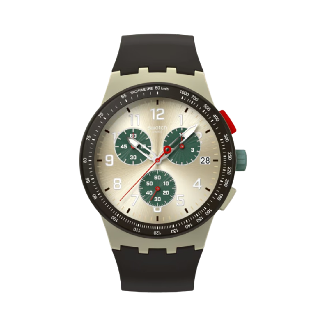 스와치 옵시디언 잉크 42mm 쿼츠 브라운 베이지(Swatch Obsidian Ink 42mm Quartz Brown Beige)