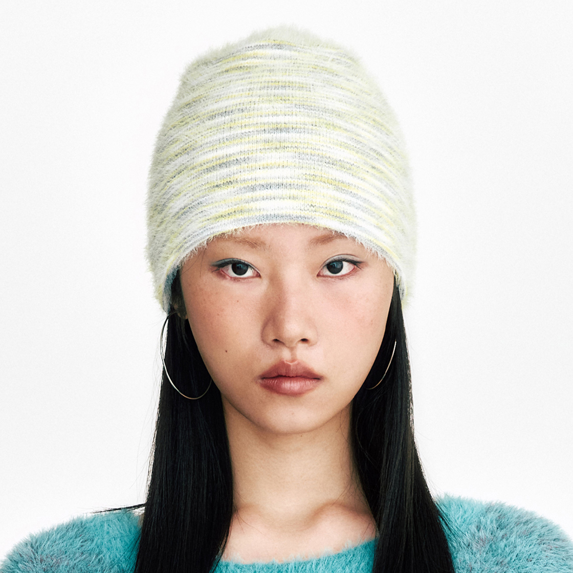 쎄르페 소프트 헤어리 그라데이션 비니 그레이&옐로우(SSERPE Soft Hairy Gradation Beanie Grey & Yellow) - 5