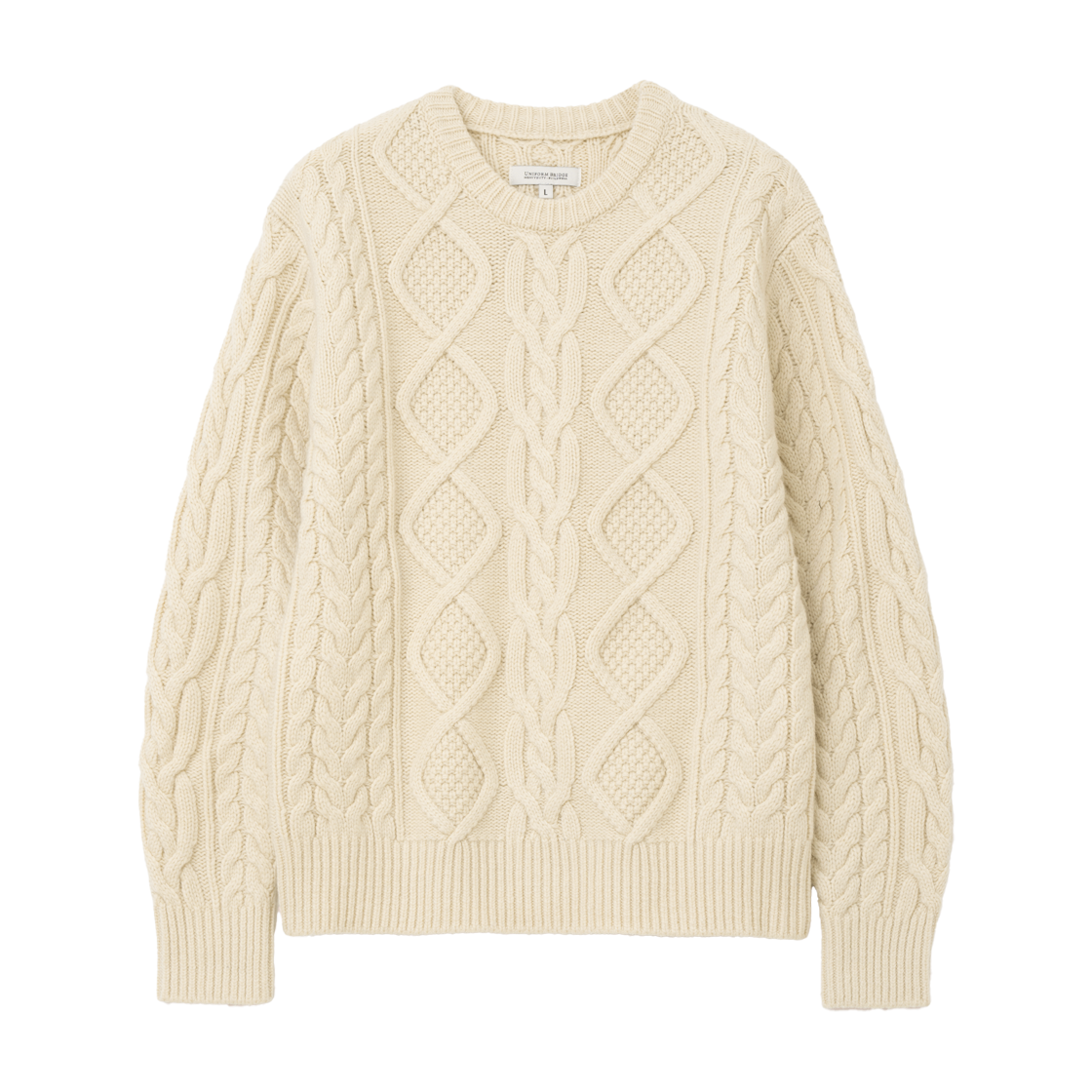 UB2599PO220MIV Uniform Bridge Cable Crew Neck Knit Ivory
