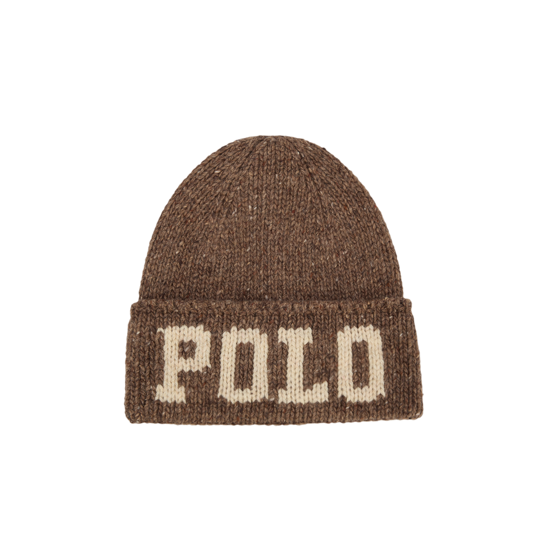 KM5DHTBRL32DB Polo Ralph Lauren Intarsia Knit Merino Wool Blend Beanie Dark Brown - 25FW
