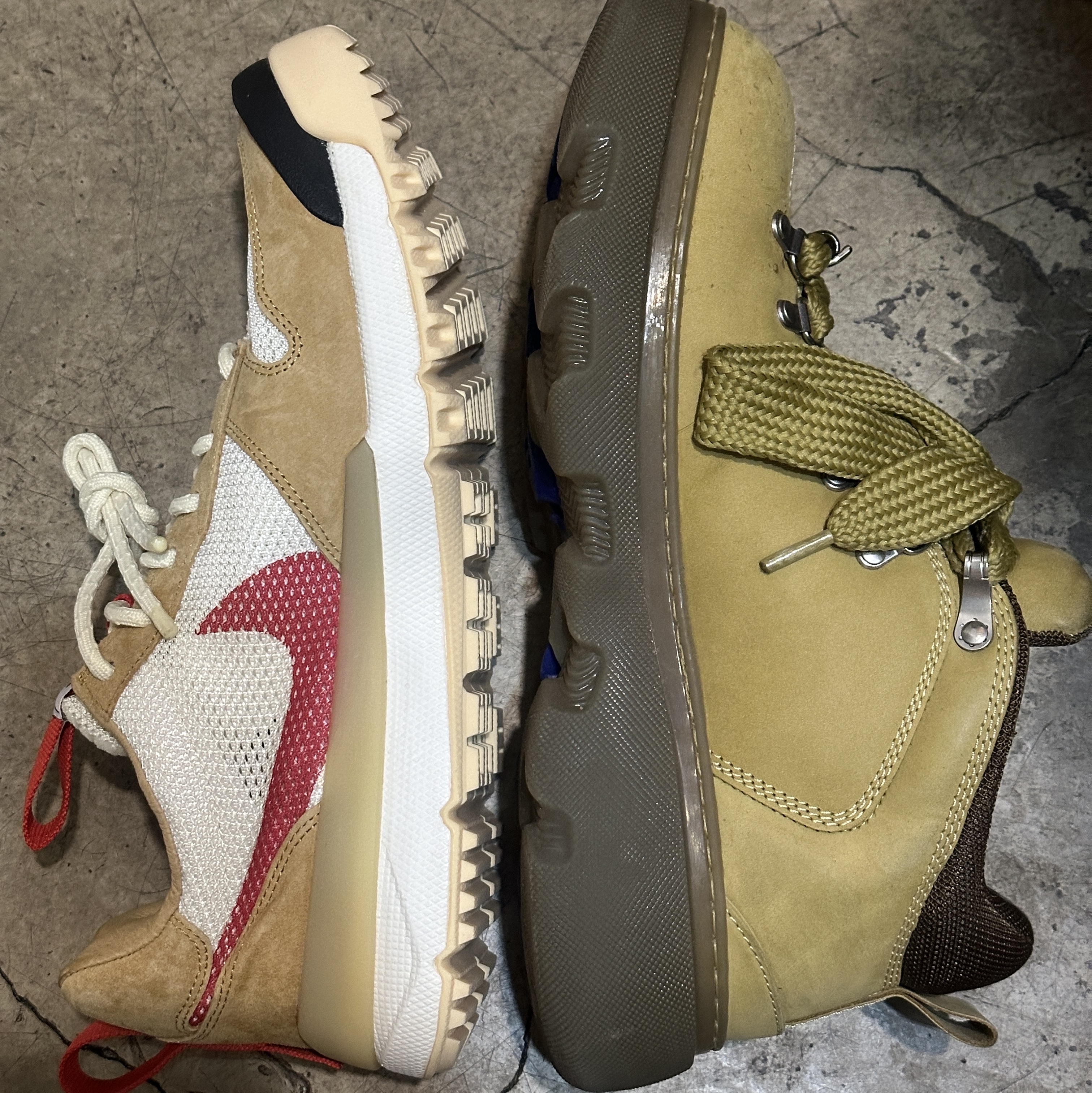 Nike x Tom Sachs Mars Yard Shoe 3.0 Space Camp, Undermycar x Nautica Damaged Hood Zip Up Beige - 25SS 착용 스타일 - 4