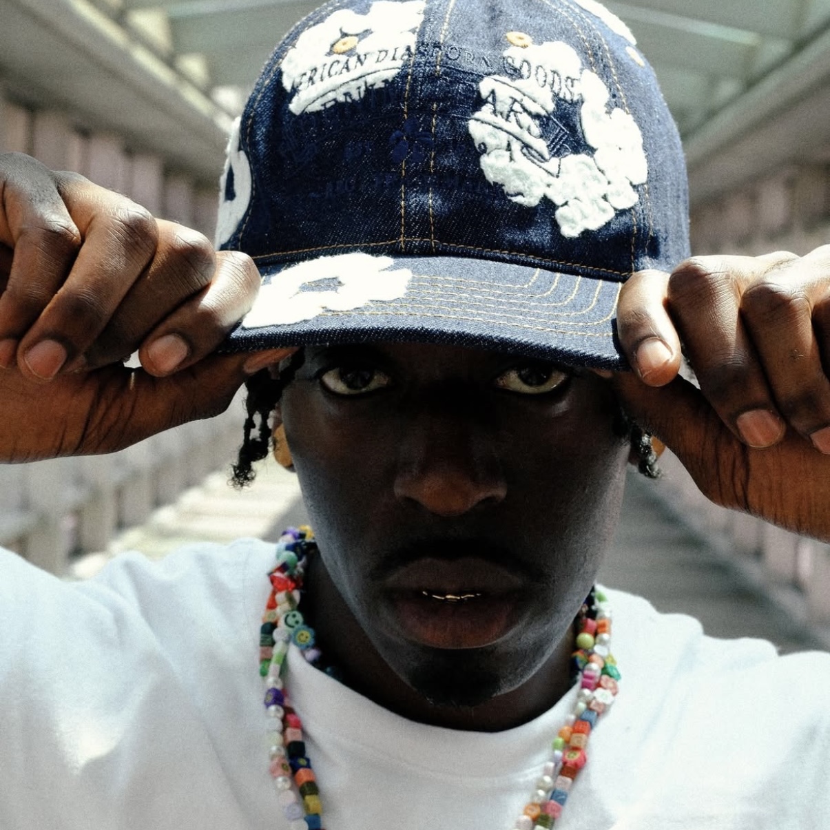 Denim Tears Denim Cotton Wreath Cap Washed Indigo 착용 스타일 - 1