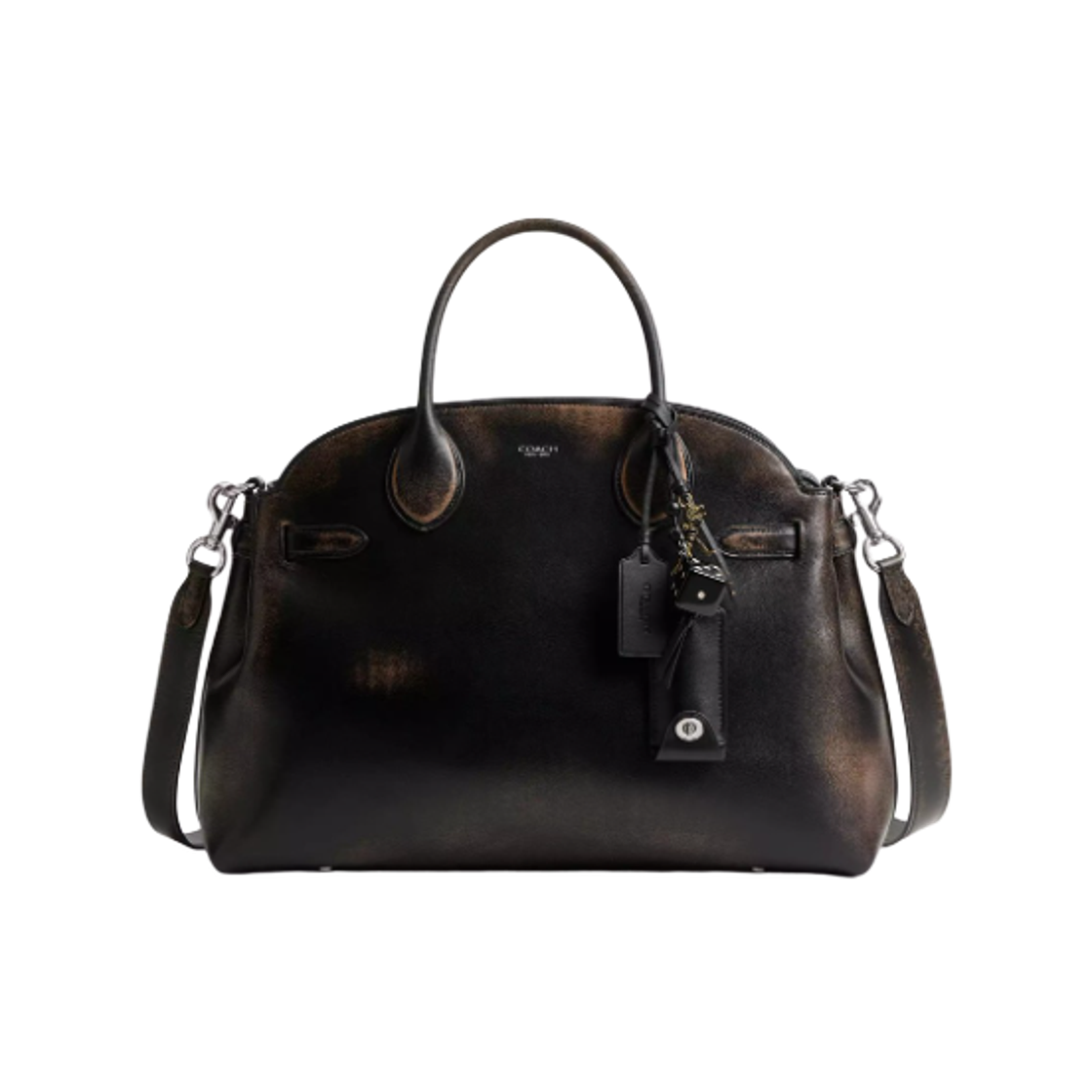 CBR69-LHPMZ Coach Soft Empire Carryall Bag 40 in Loved Leather Silver Black Brown