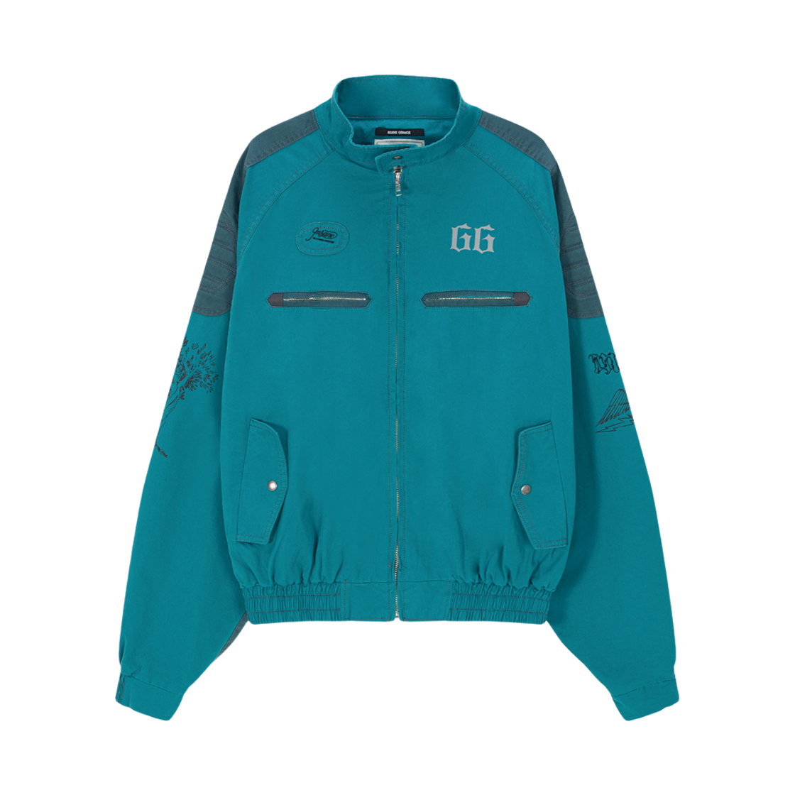 인세인개러지 인세인 패디드 숄더 해링턴 재킷 - 틸(INSANE GARAGE Insane Padded Shoulder Harrington Jacket_Teal)